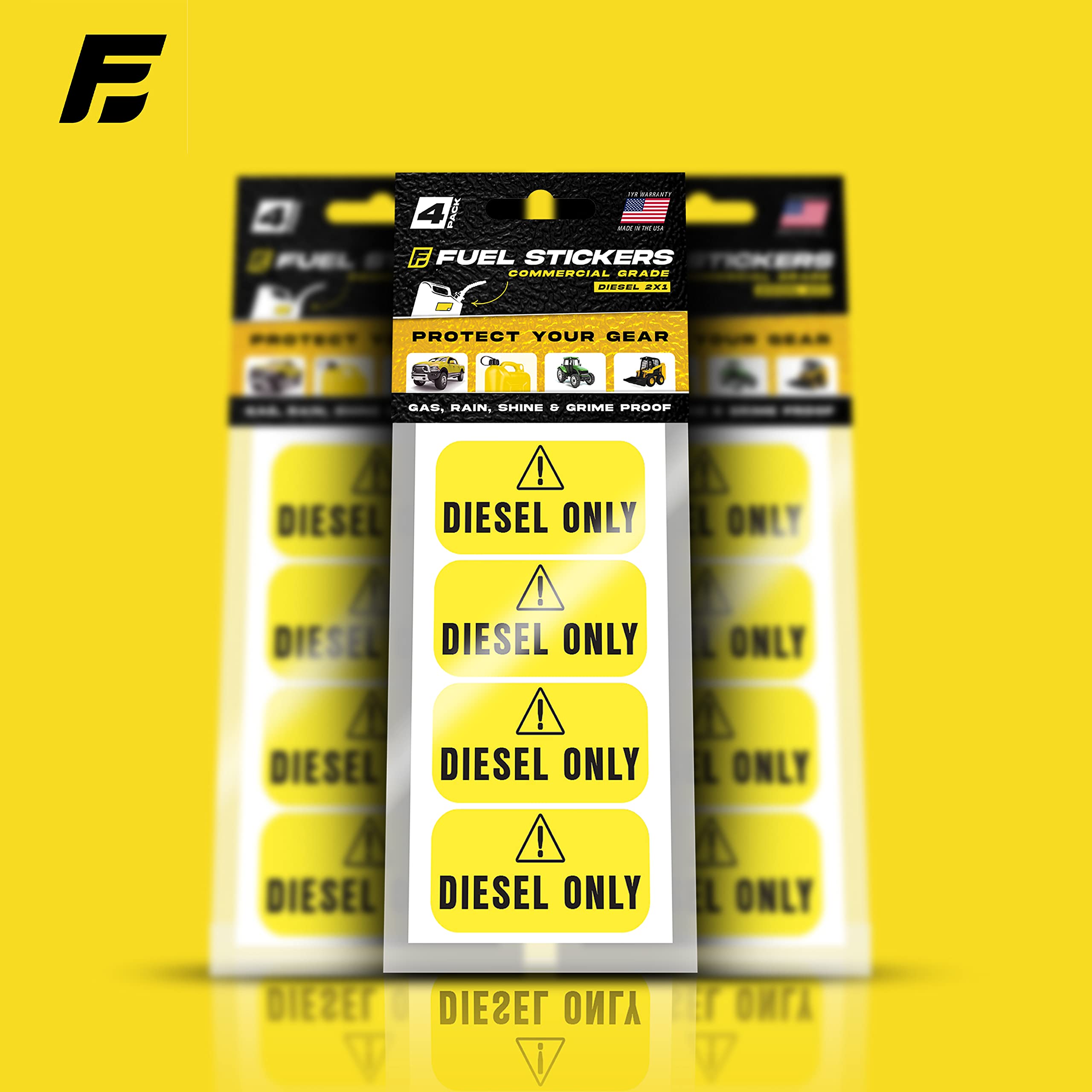 Diesel Only Sticker (Yellow), Labels For Tractors, Construction And Heavy Equipment - Weather Proof, Extreme Stick, Commercial Grade Diesel Labels By Fuel Stickers - Usa Made (2X1 Inch), 40 Labels