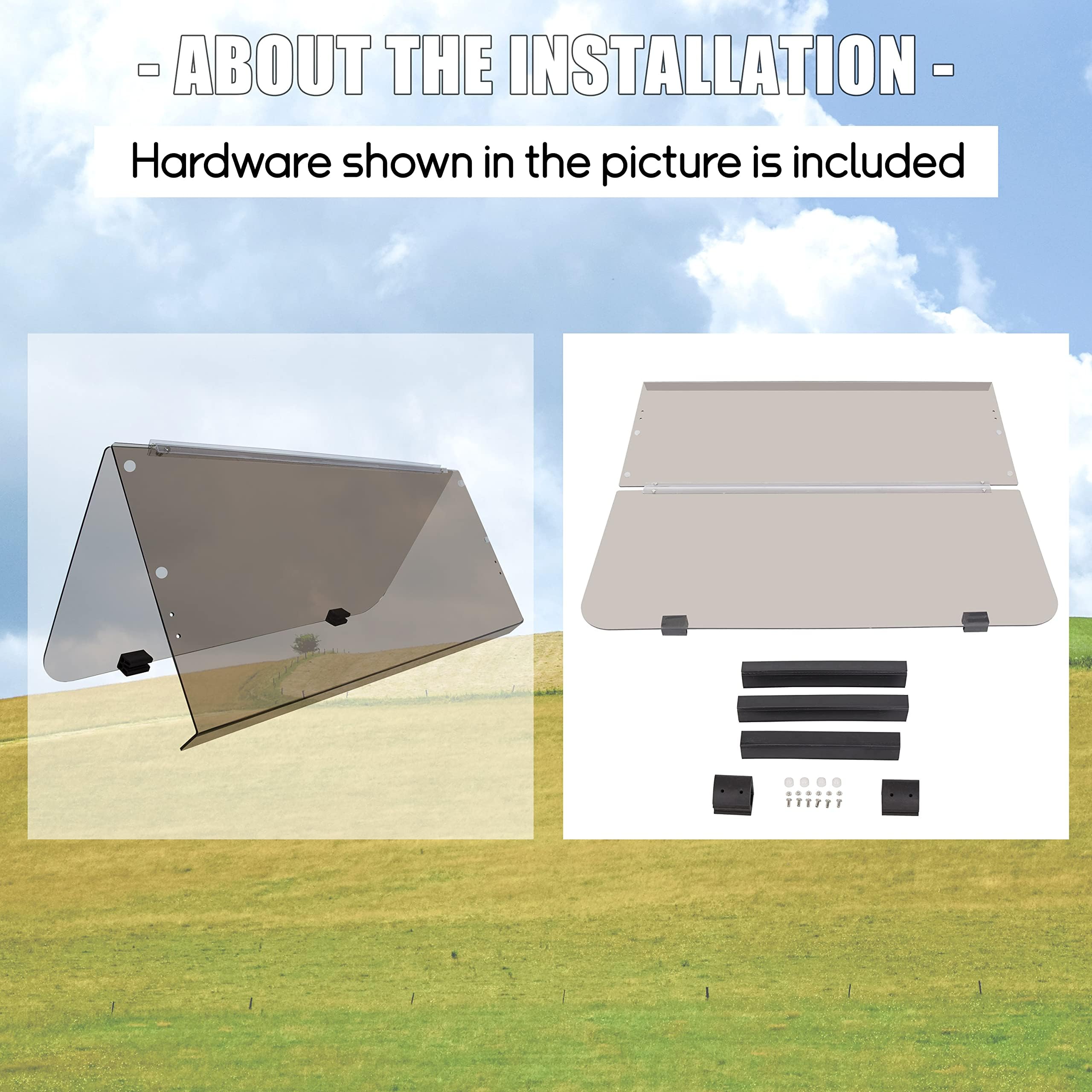 Ecotric Tinted/Smoke Windshield Compatible With 1995-2003 Yamaha G14 G16 G19 Gas And Electric Golf Cart Fold Down Windshield