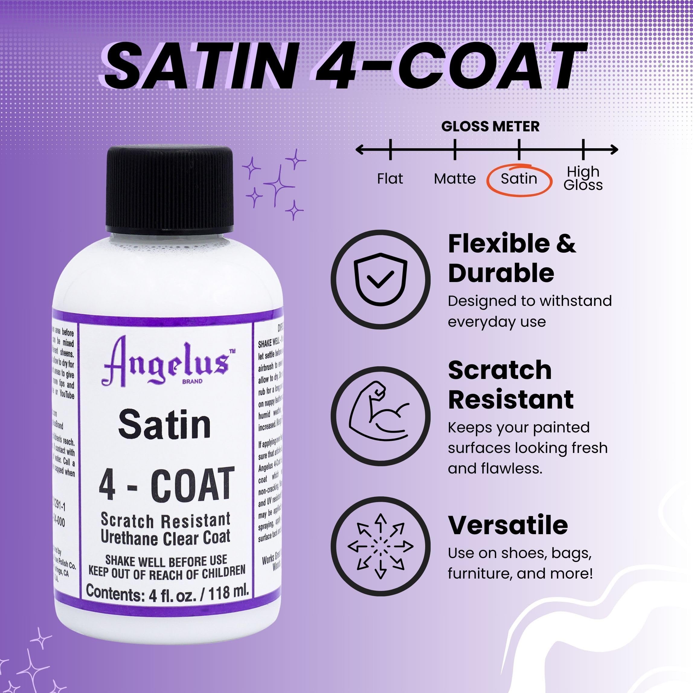 Angelus Satin 4-Coat Scratch-Resistant Leather Sealer - Durable, Flexible, Clear Coat Protection For Leather Shoes, Bags, Jacket