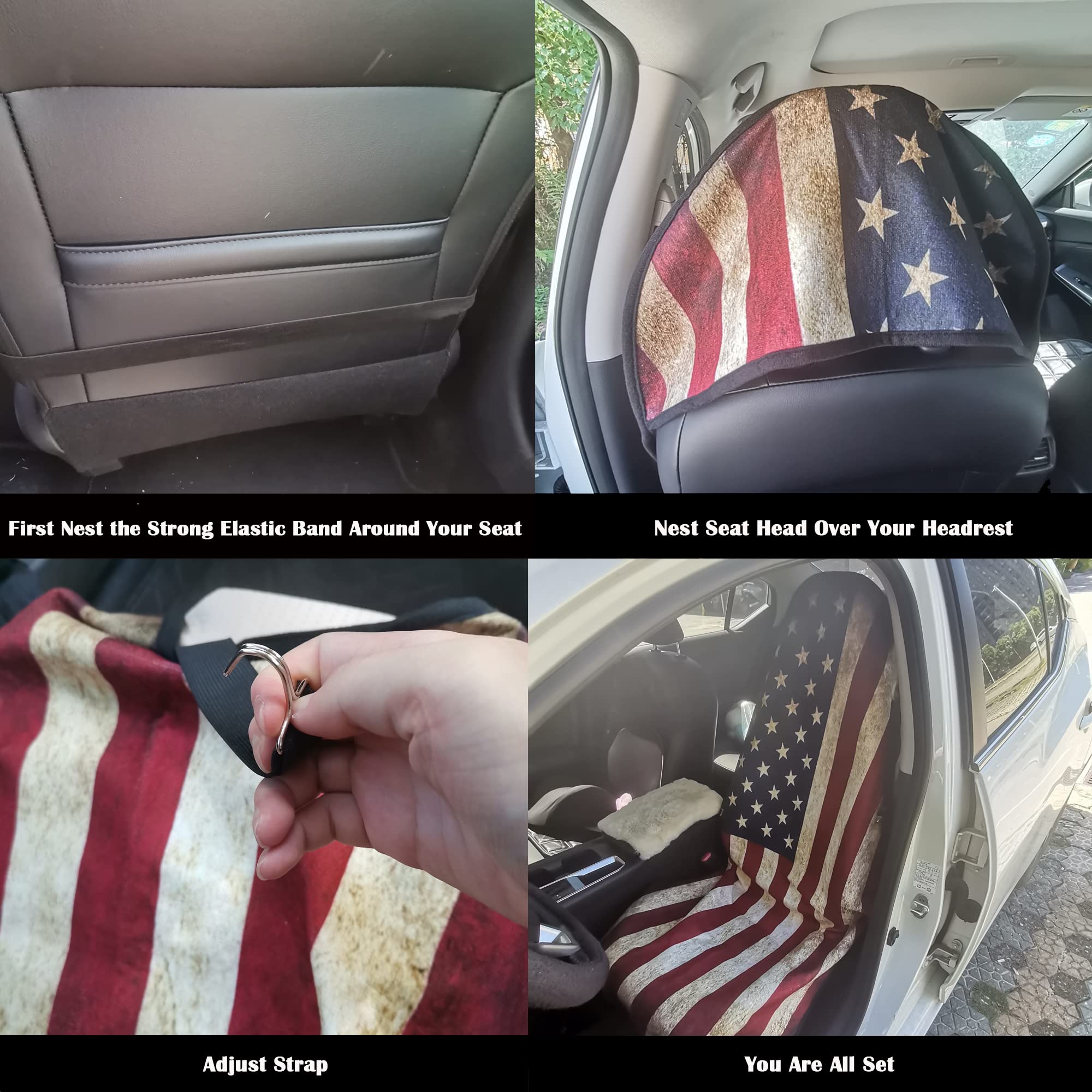 Loyagour Car Seat Cover Protector Front Seats,For Gym Workout,Running,Swimming,Beach And Hiking,Waterproof Sweat Towel Bucket Seat Covers For Trucks Suv Jeep (American Flag, 1Pcs)