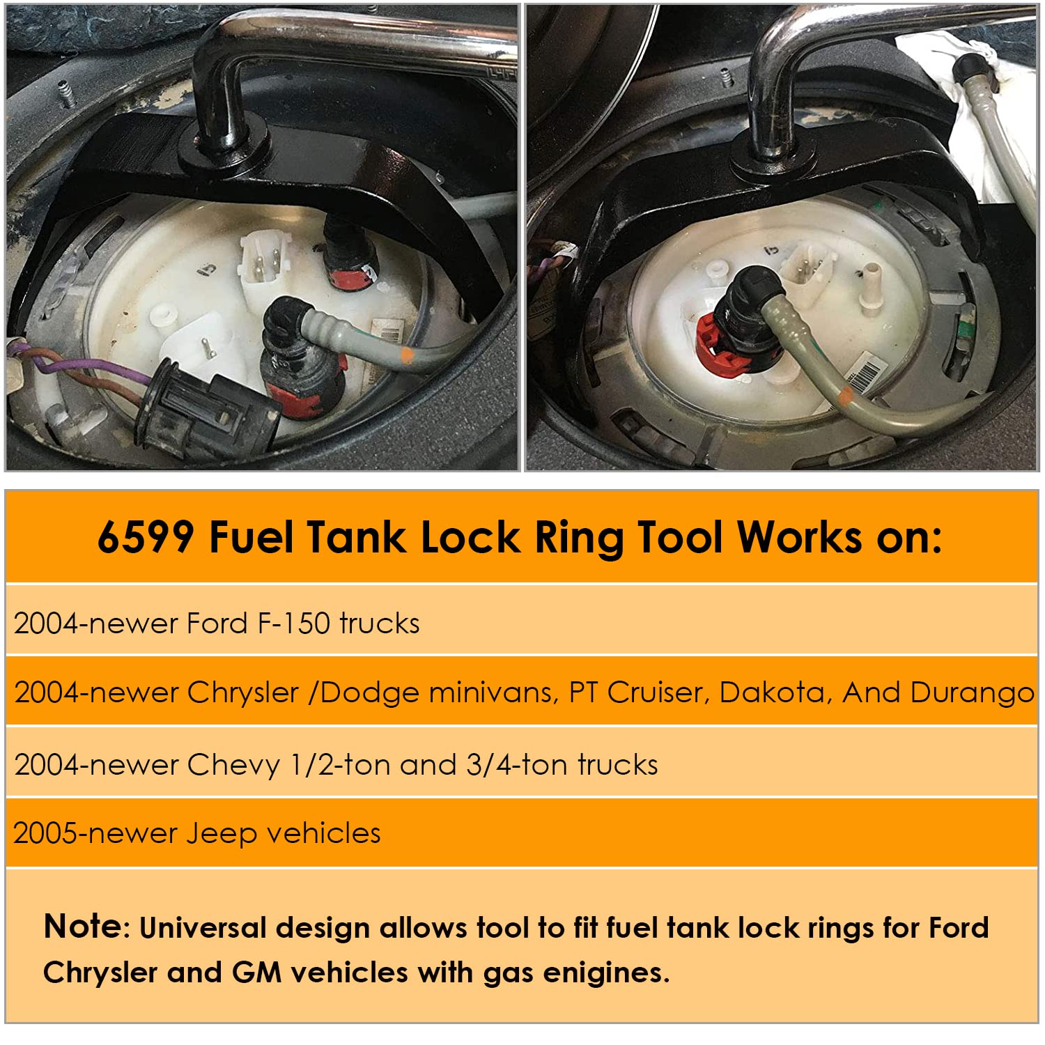 6599 Fuel Tank Ring Tool Fuel Pump Senders Removal Install Tools for Chrsyler Dodge Ford GM Nissan Hyundai Sante Fe Jeep Wrangle