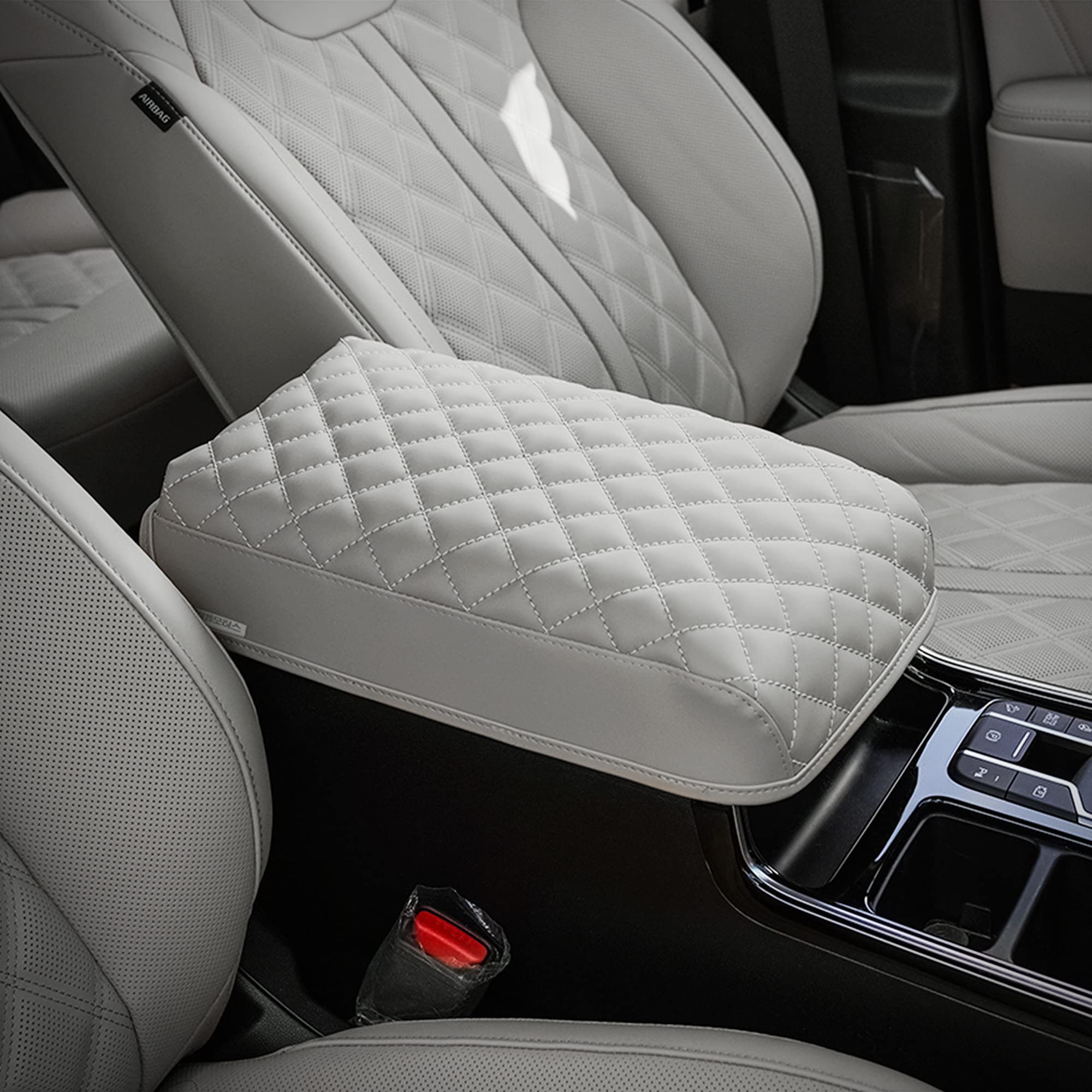 KMMOTORS Sorento(2021-2025) Center Console Cover, Armrest Cushion, Sorento Accessories (Sorento, Light Gray)