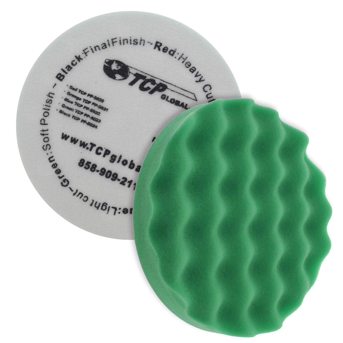 Tcp Global 8'' Green Waffle Fine Foam Buffing Grip Pad Final Cut Polish Finishing - Hook & Loop