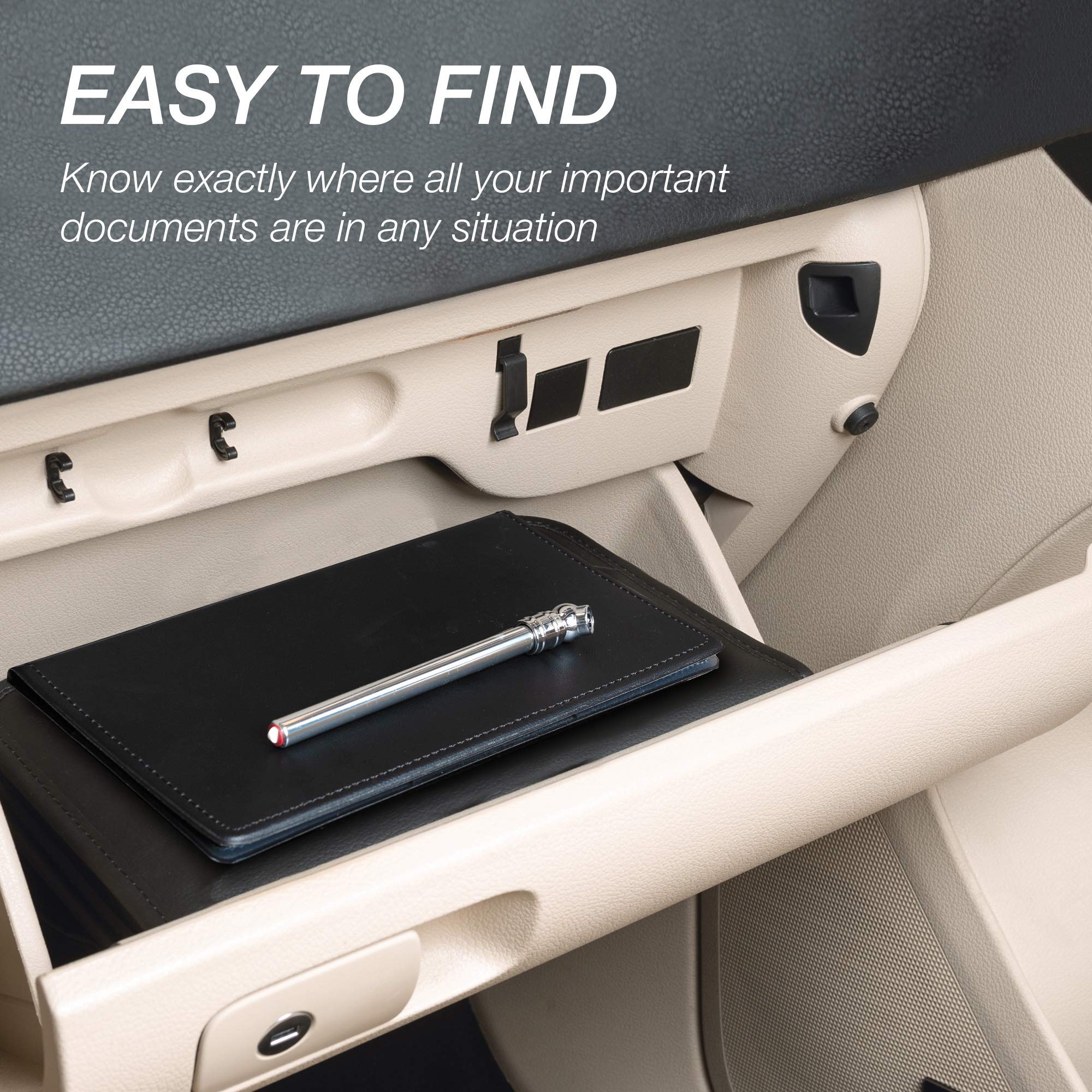 Samsill 2 Pack Car Registration and Insurance Holder, Essential Vehicle Glove Box Organizer, Vehicle Document Holder, Faux Leath