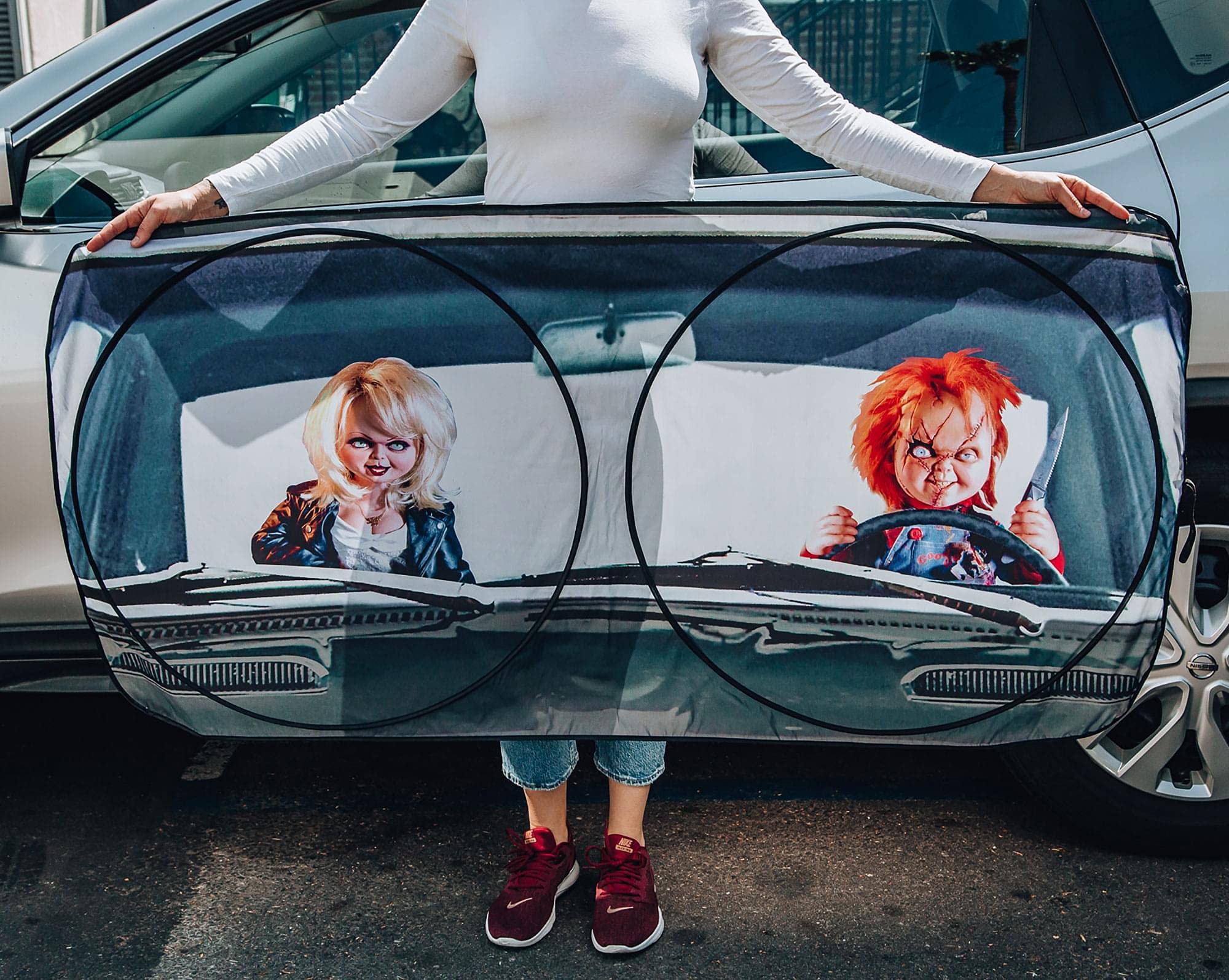 Surreal Entertainment Child'S Play Chucky Horror Movie Sunshade For Windshield | Foldable Sun Visor Protector For Cars, Trucks,