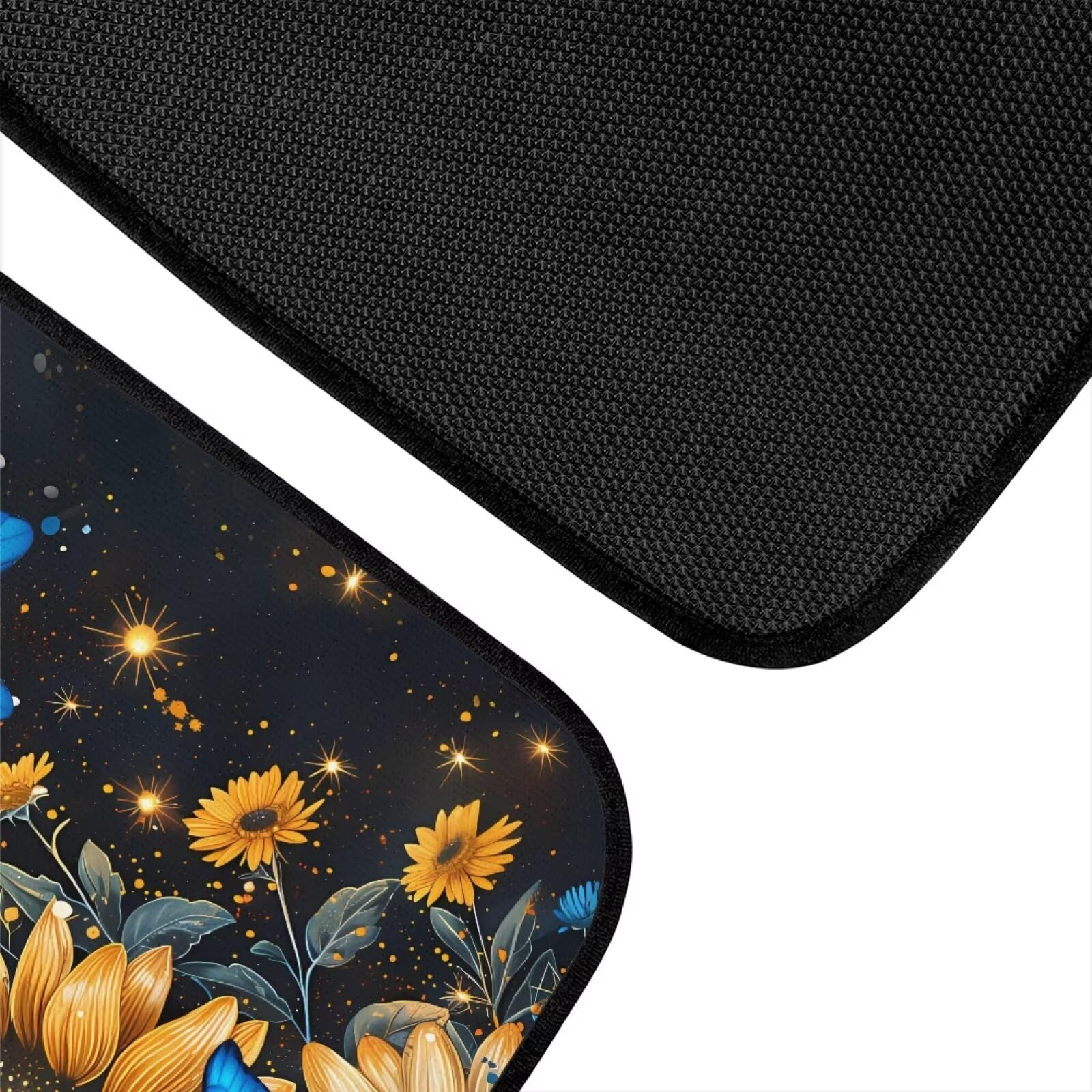 FUIBENG 4 Piece Sunflower Car Floor Mats Full Sets Blue Butterfly Yellow Sunflower Floor Mats for Vehicle Front and Back,Stain R