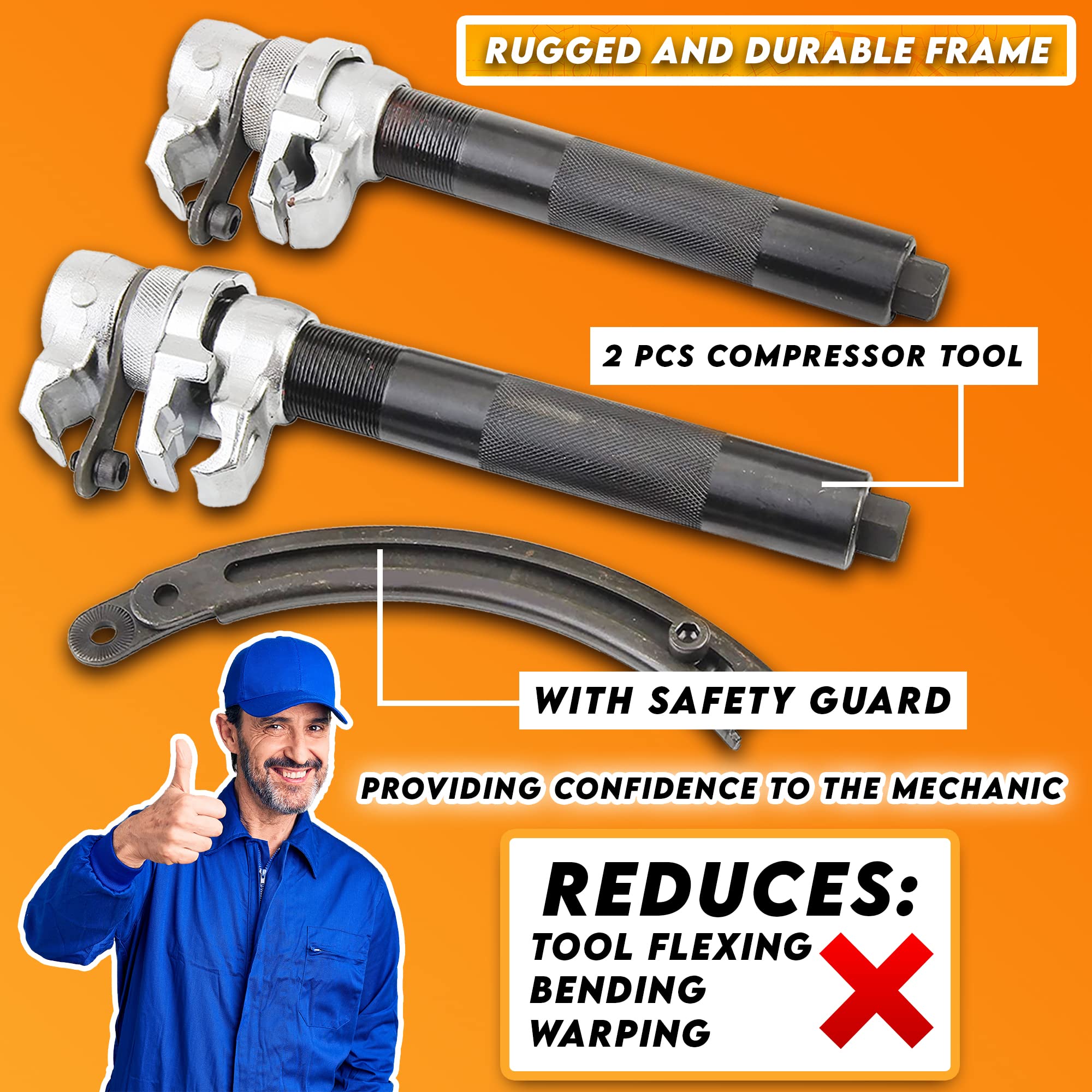 Shankly Spring Compressor Tool - 2200 Lbs - Extra Strength, Heavy Duty Build, Ultra-Rugged Coil Spring Compressor Tool Or Strut