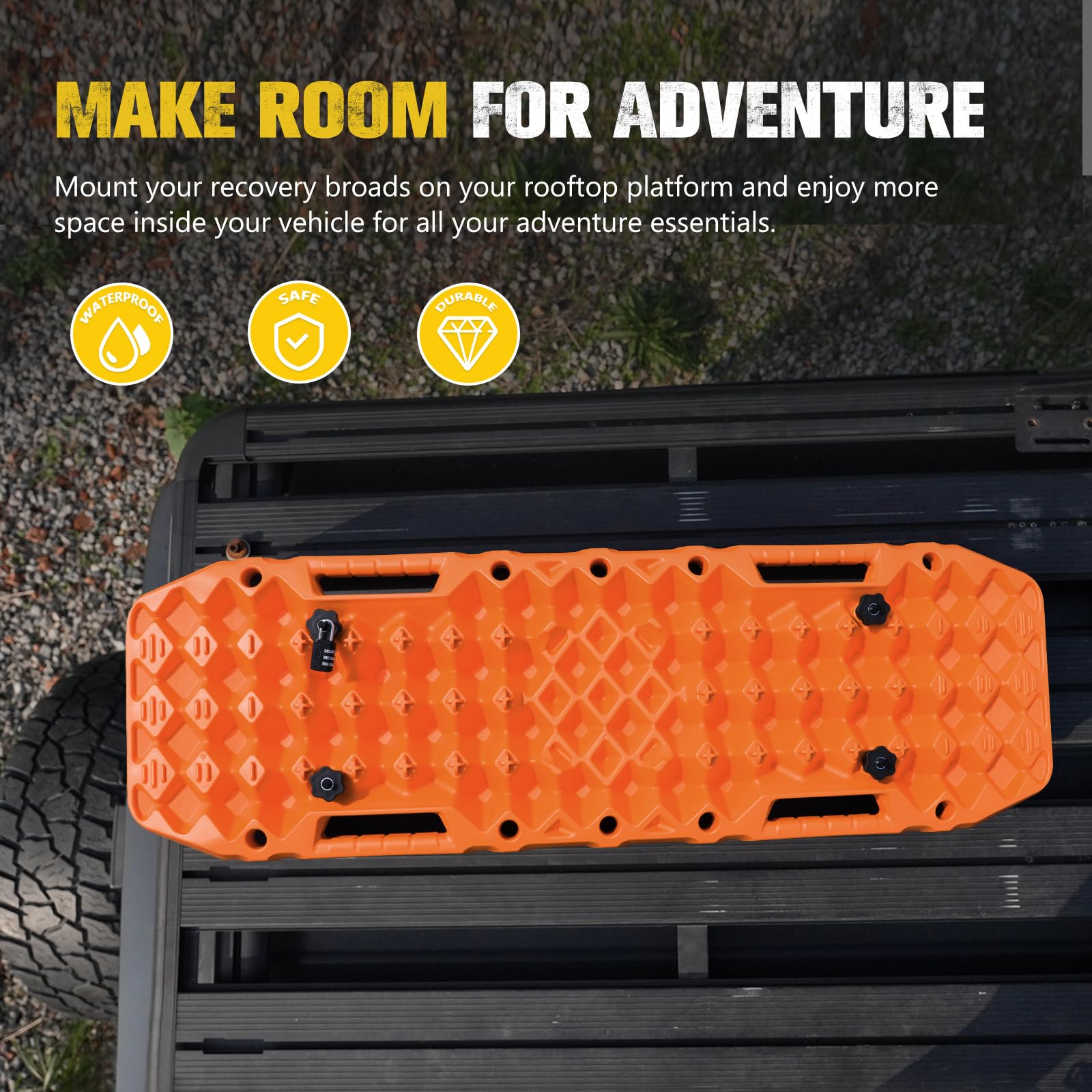 Bunker Indust Gen 7Th Traction Boards With Mounting Kit, Pair Offroad Recovery Tracks With Jack Base For 4X4 Jeep Truck Tire Tra