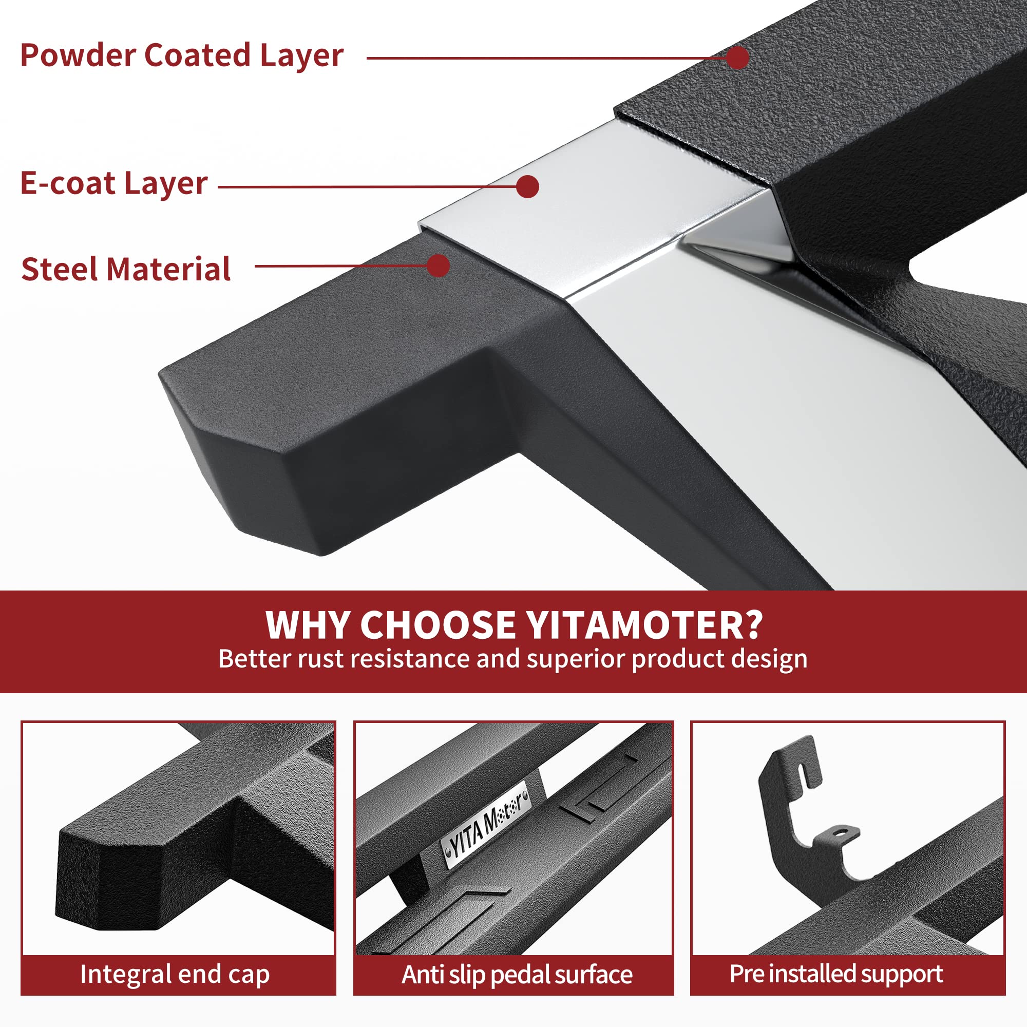 Yitamotor Running Boards Compatible With 2019-2025 Chevy Silverado/Gmc Sierra 1500, 2020-2025 Silverado/Sierra 2500Hd 3500Hd Dou