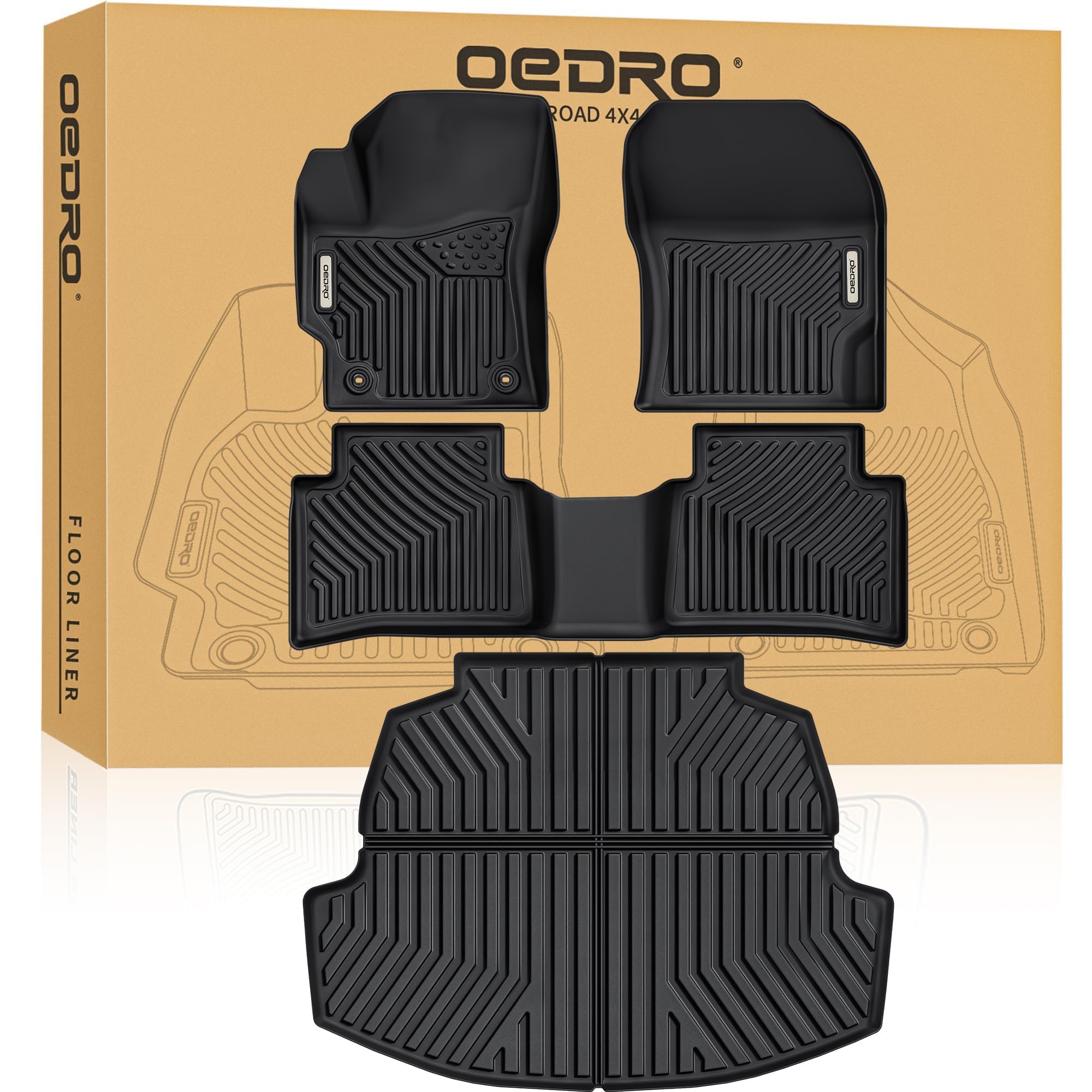 Oedro Floor Mats & Cargo Mat Fit For Toyota Corolla 2025-2020, Tpe All-Weather Custom Fit Corolla Car Mats 1St & 2Nd Row With Ca