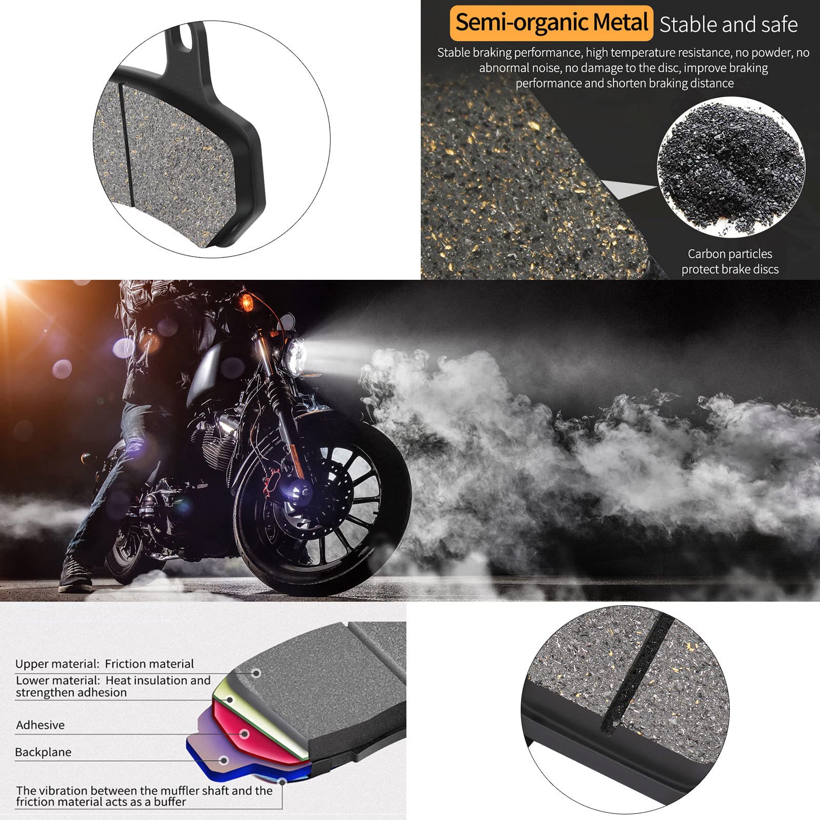 Anoety Front & Rear Brake Pads Replacement For Harley Road Glide 2008-2021/Street Glide 2008-2022/Road King 2008-2021/Ultra Clas