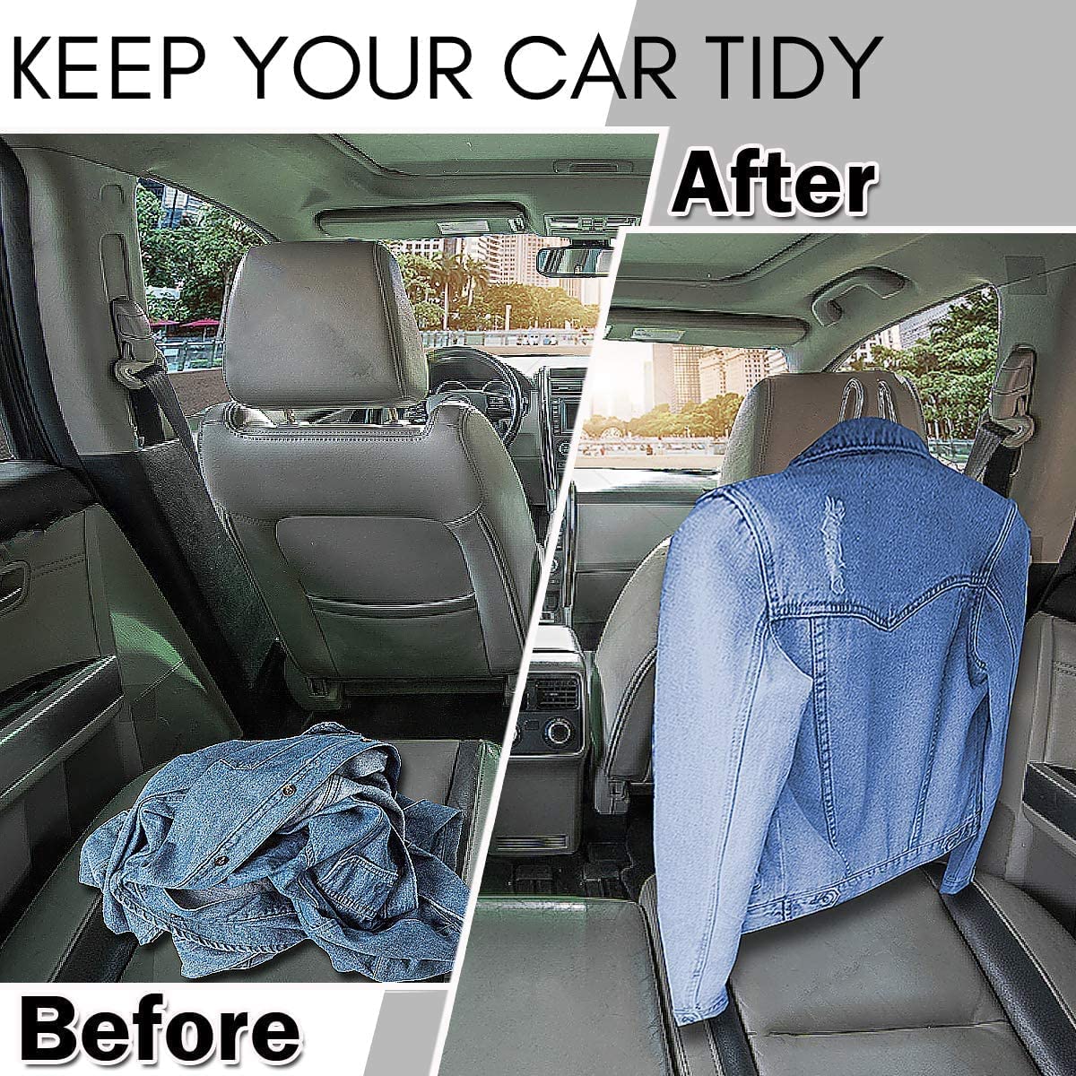 Zonetech Chrome Headrest Car Zone Tech Chrome Headrest Car Hanger 2 Pack- Premium Quality Clothes Holder Jacket Suit Coat Hanger