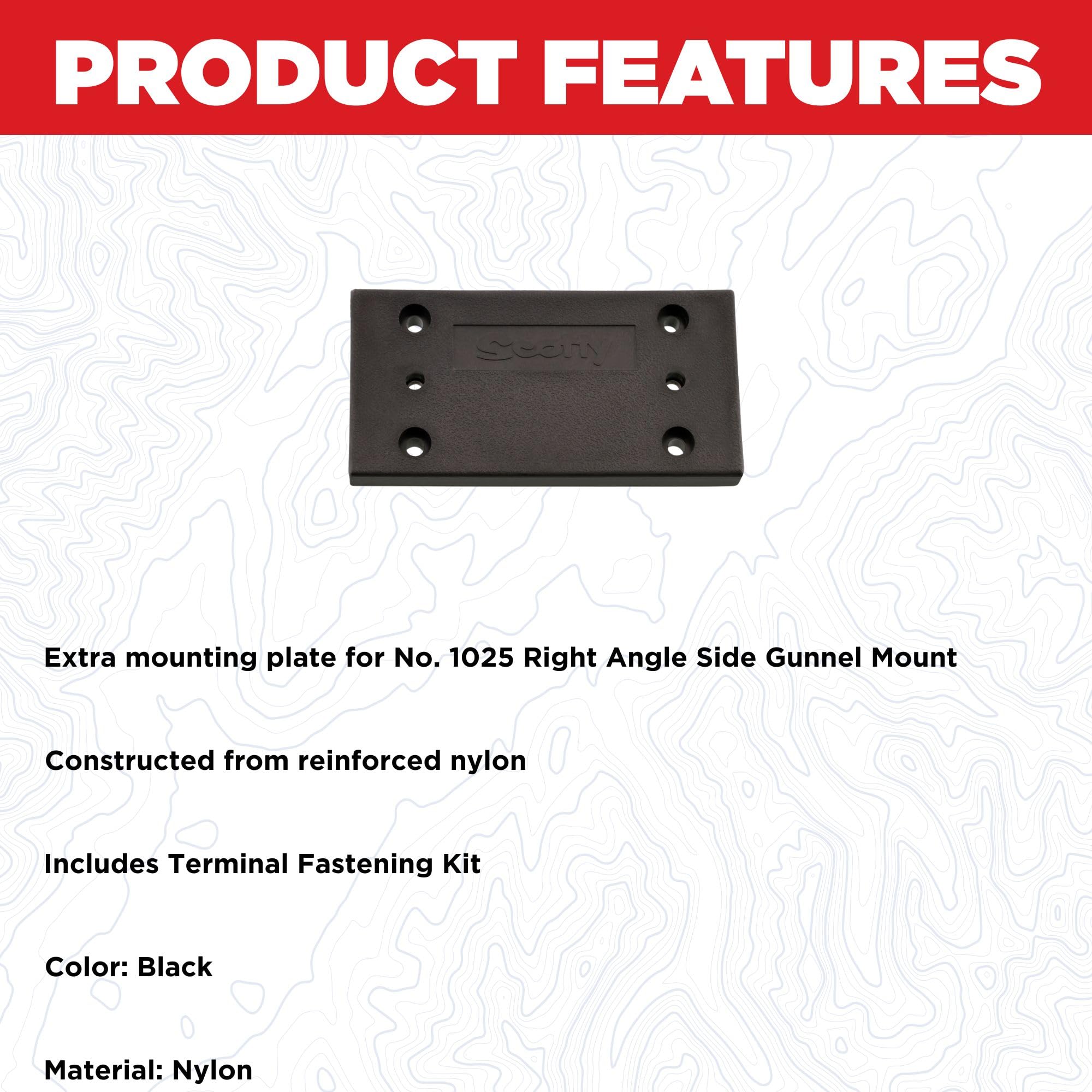 Scotty #1037 Mounting Plate for #1025 Bracket, Black, Nylon Material