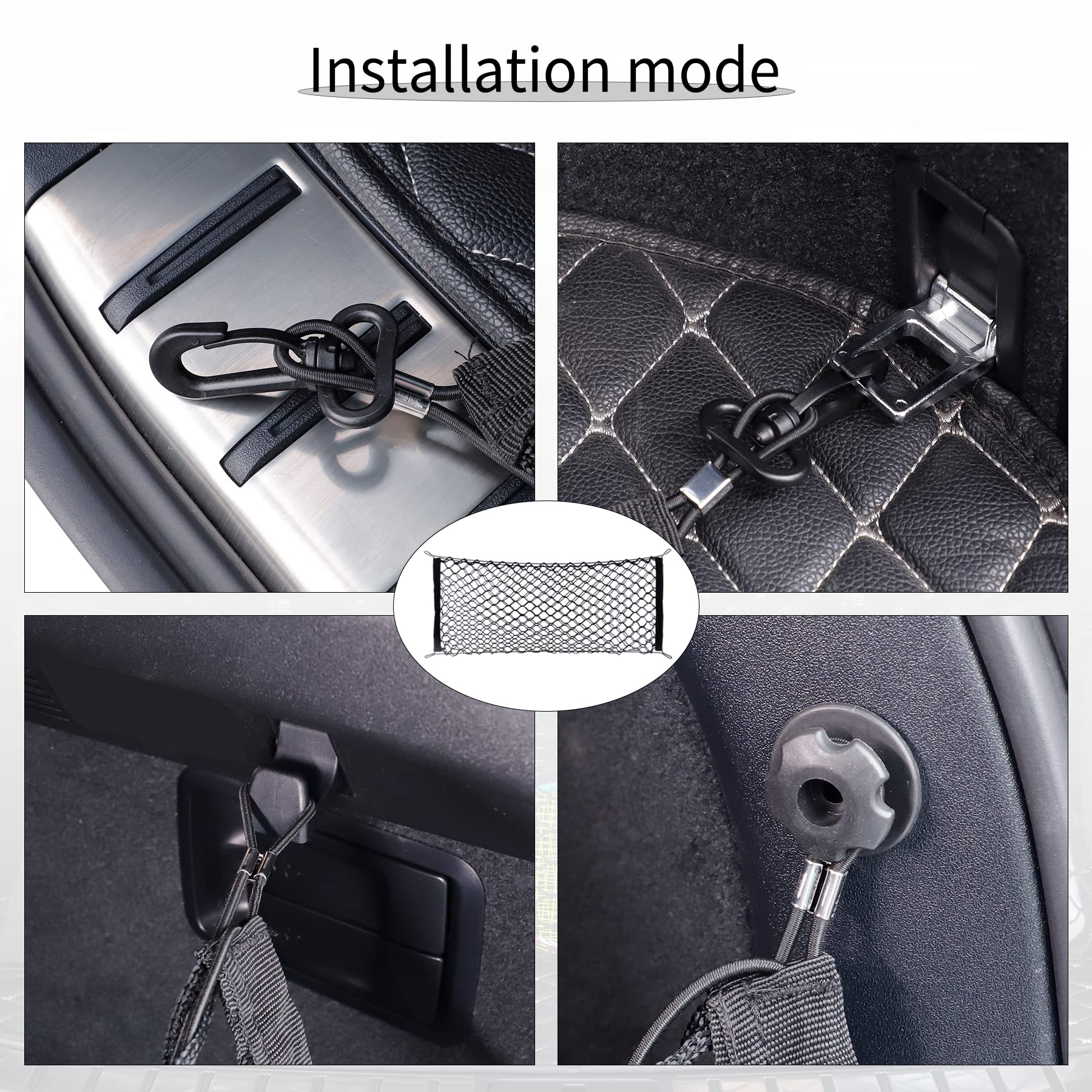 alpmosn Stretchable Car Cargo Net Adjustable Elastic Storage Net Trunk Interior Accessories with Hook, Universal Fit for Car, Ve