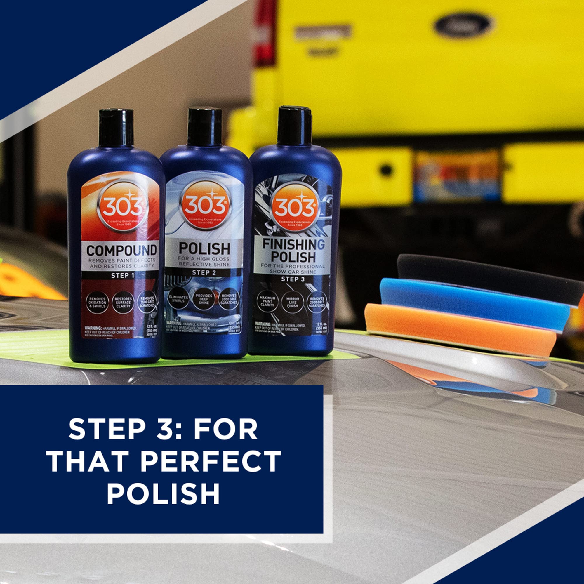 303 Products Finishing Polish For The Professional Show Car Shine - Maximum Paint Clarity - Mirror Like Finish - Removes 2500 Gr