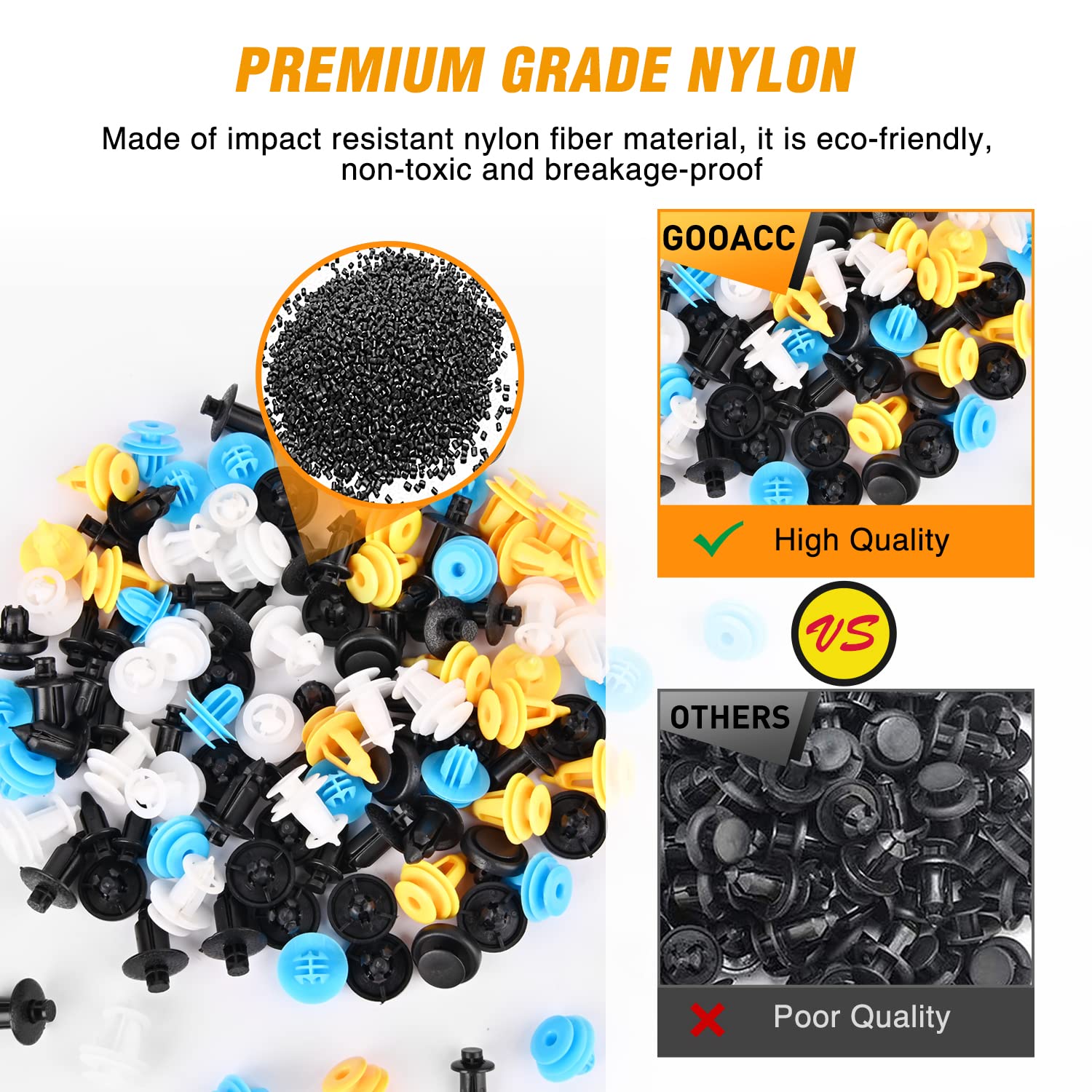 Gooacc 120Pcs Car Bumper Retainer Clips & Fasteners Rivet Kit 6.5Mm 8Mm 9Mm 9.5Mm 11Mm For Toyota Dashboard Panel Front Fender L