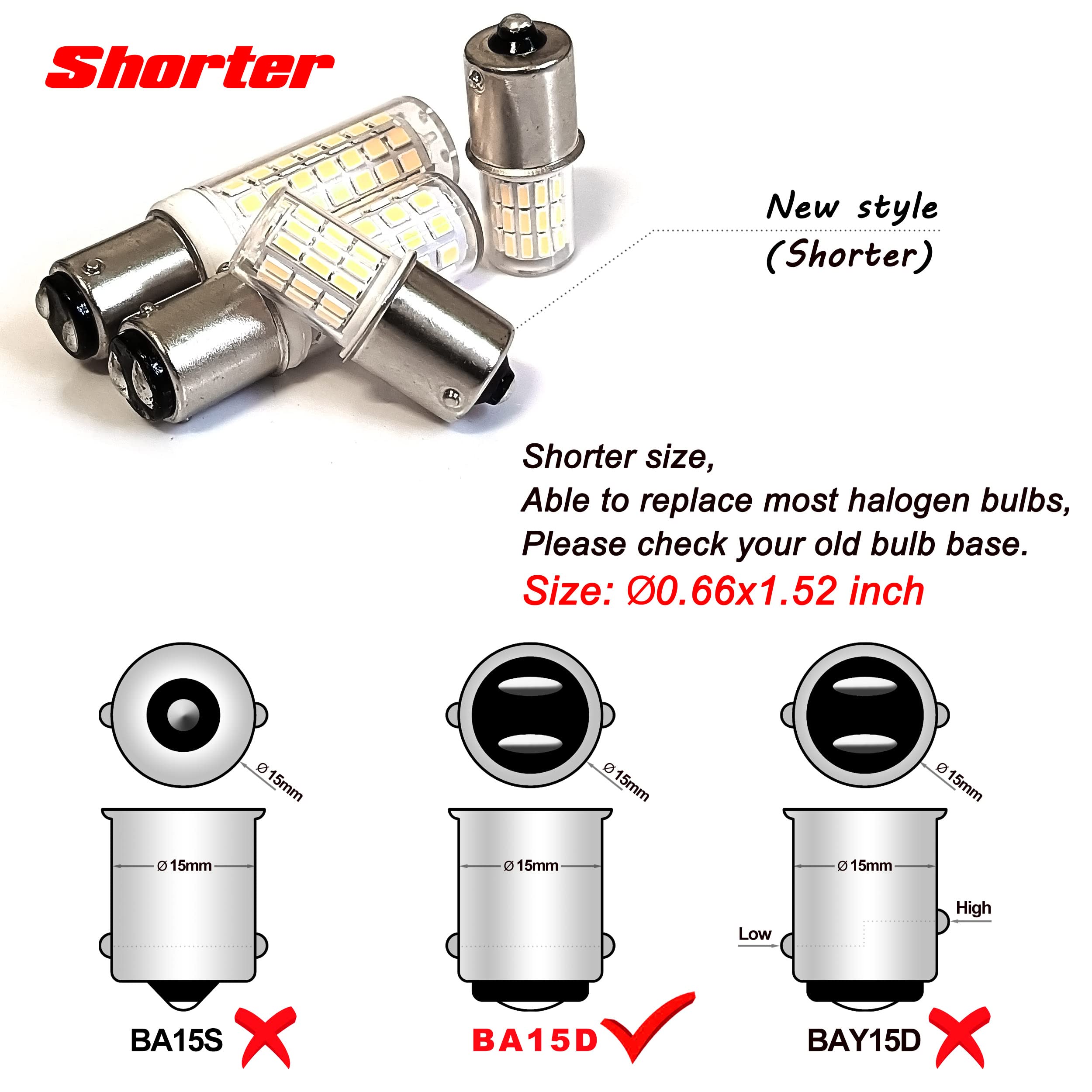12V Ba15D Led Rv Camper Interior Light Bulbs,1076 1142 1176 S8 3W 6000K Daylight Bright White,Double Contact Dc Bayonet Base,Ac1