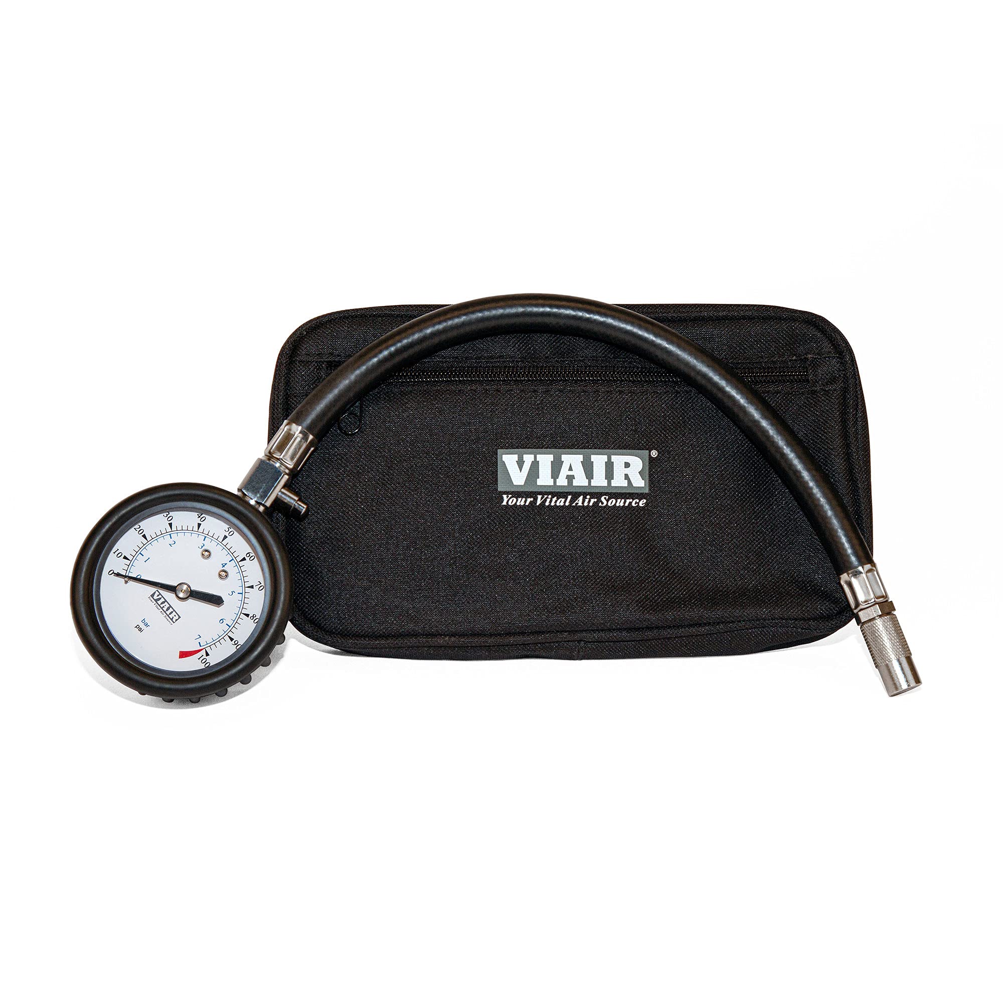 2.5'' Tire Gauge W/Hose (0 To 100 Psi, With Storage Pouch)