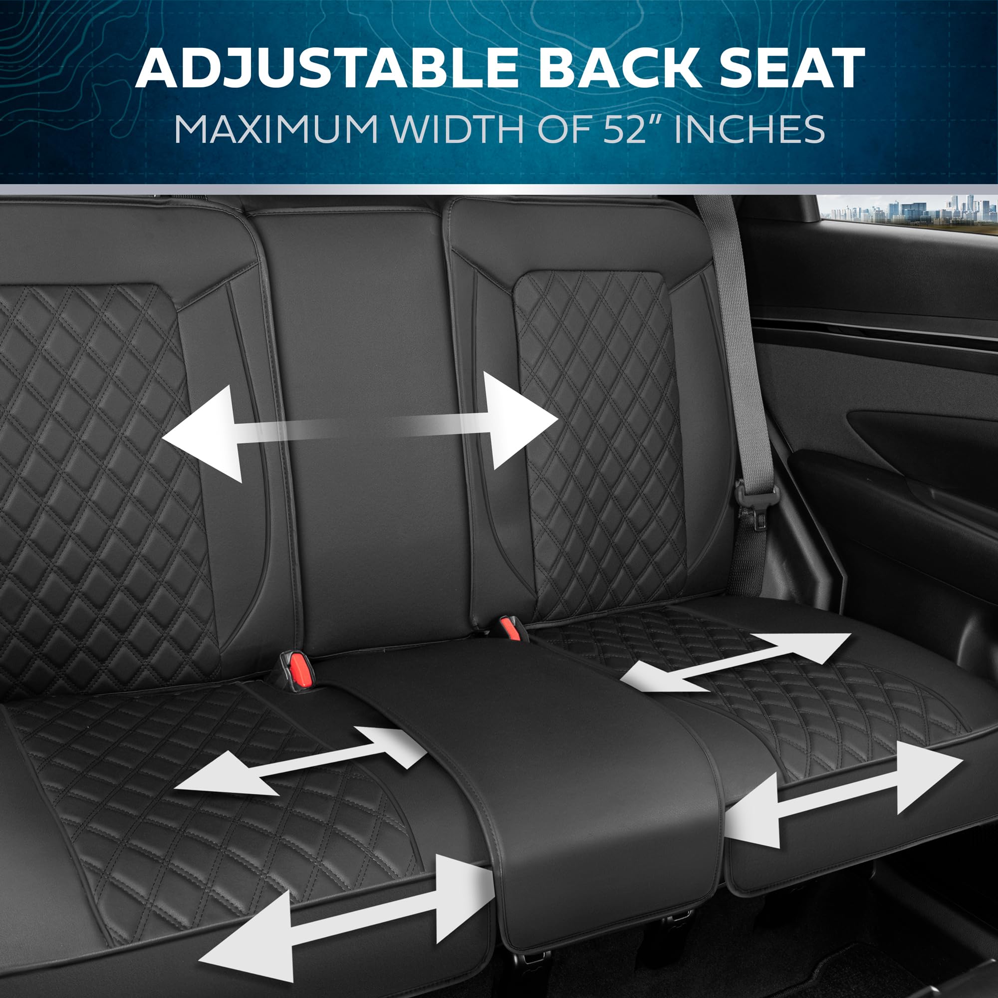 MotorBox Prestige Premium Seat Covers, Semi-Custom Fit Black Car Seat Covers for Rear Bench Automotive Interior Cover for Car Tr