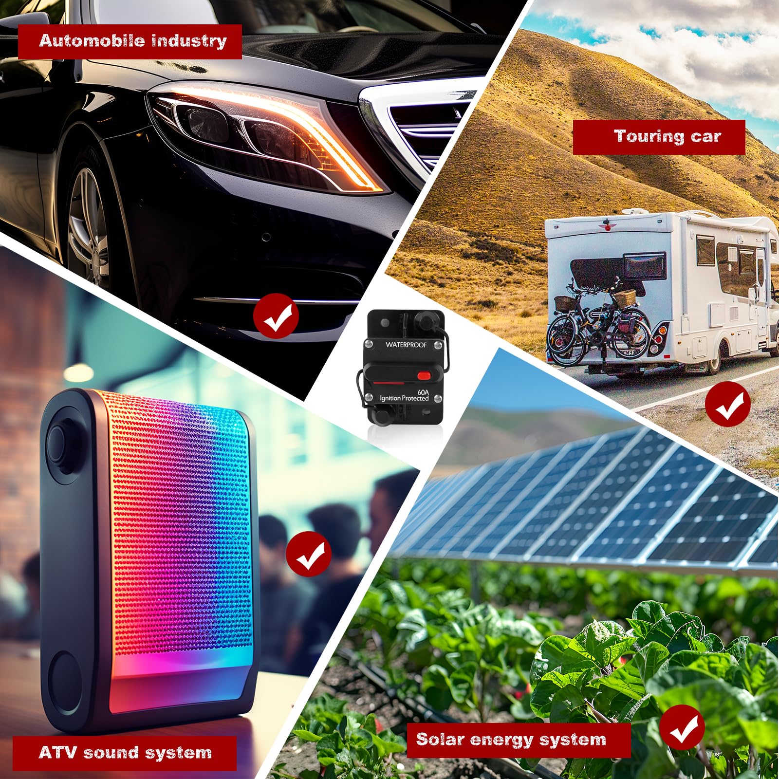 Tiwerlfe 40 Amp Circuit Breaker Manual Reset Waterproof Inline Fuse Inverter for Car ATV Marine Trolling Motors Boat Power Prote