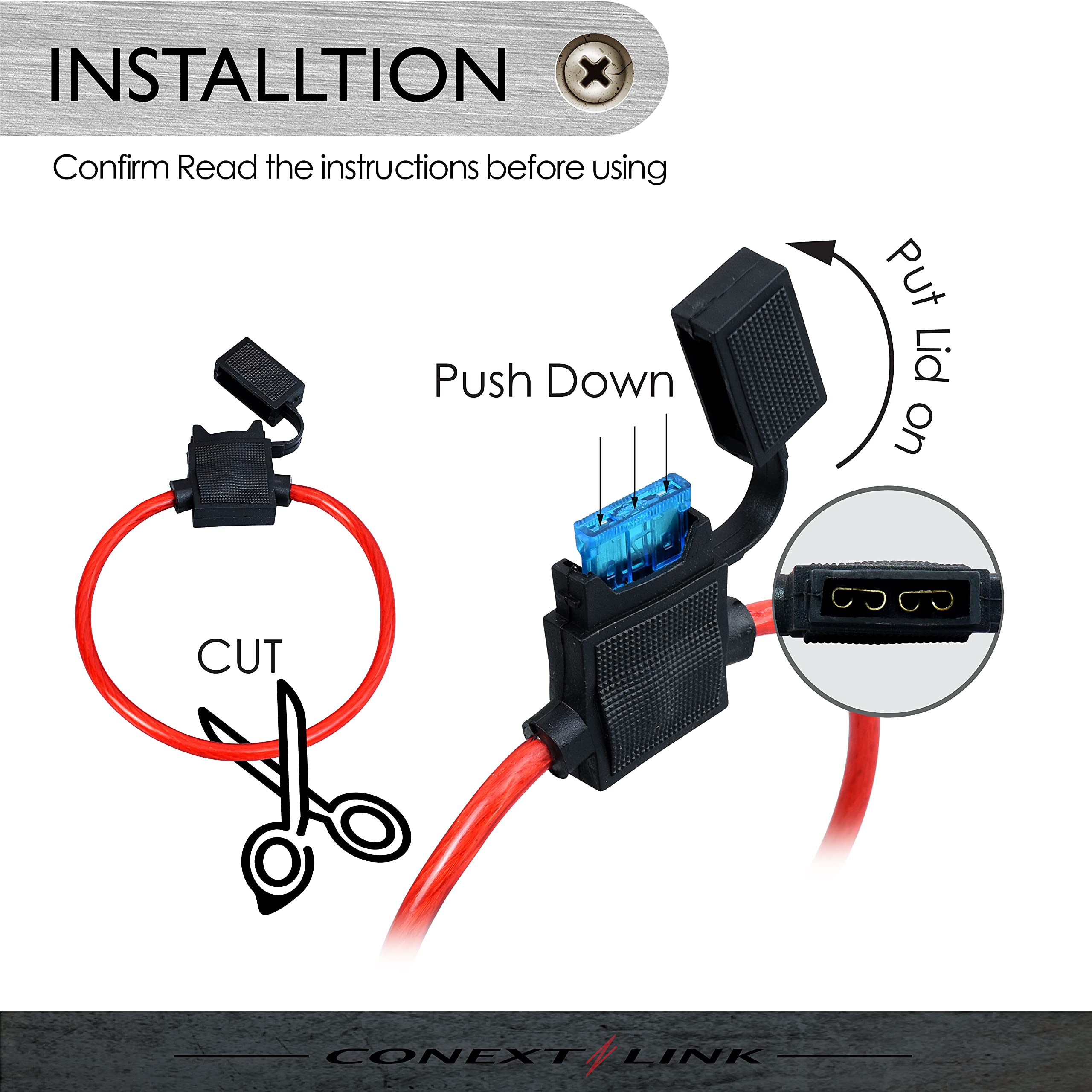 Conext Link Lfh14Atc-10 Loop Atc Fuse Holder With Cover Without Fuse 10 Pack (14 Gauge) (15038)