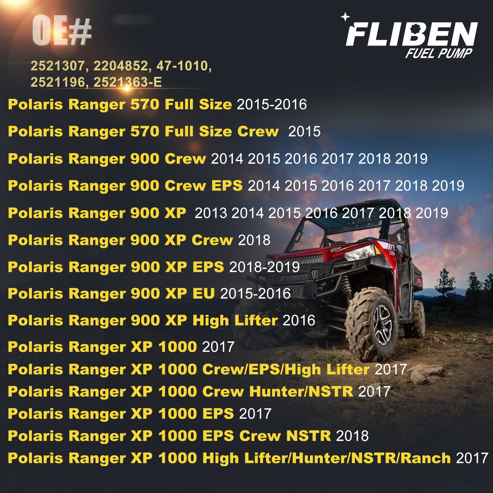 2204852 Fuel Pump Assembly Compatible With Polaris Ranger 900 Crew/Crew Eps 2014-2019 & Ranger 900 Xp 2013-2019 & Ranger Xp 1000