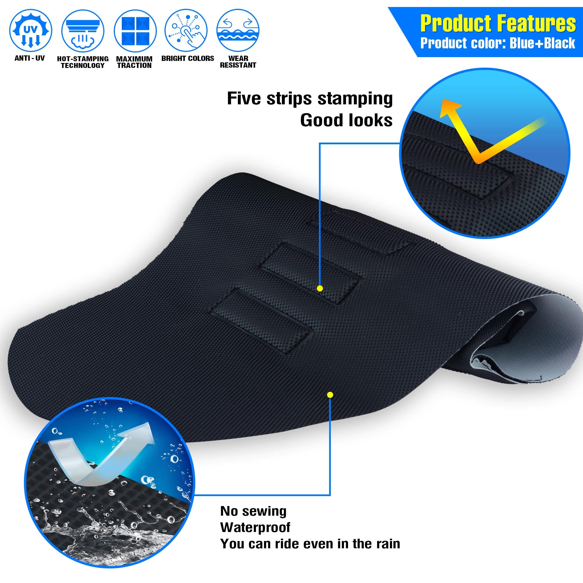 Mchmfg Universal Gripper Soft Seat Cover Diamond Texture For Motobike Dirt Motorcycle Mx Cross Enduro Black