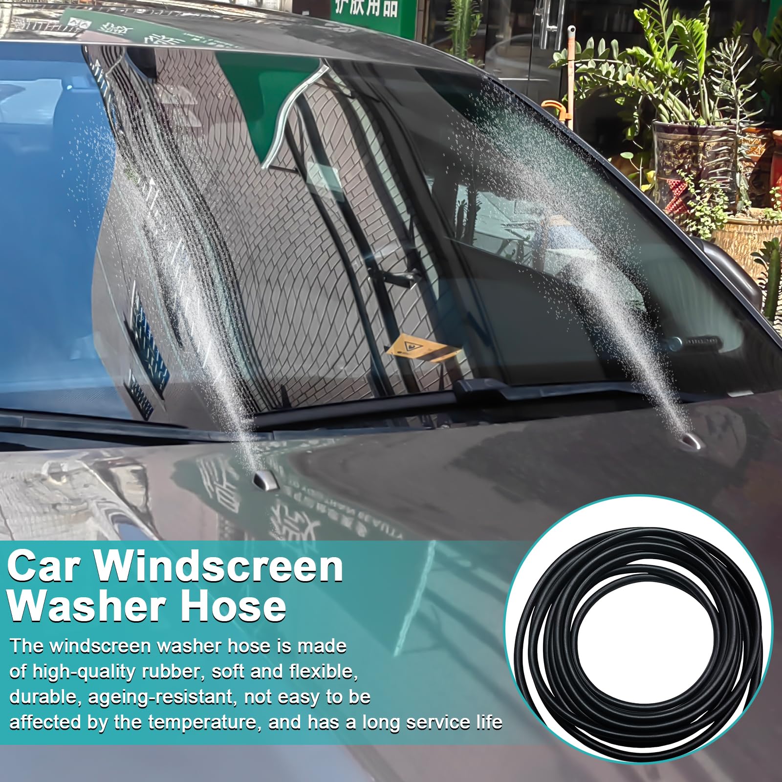 Car Windshield Washer Hose 17 Pcs Windshield Washer Hose Kit 5M Washer Fluid Hose With 12 Pcs Hose Connectors 2 Fan Nozzles 2 Ru