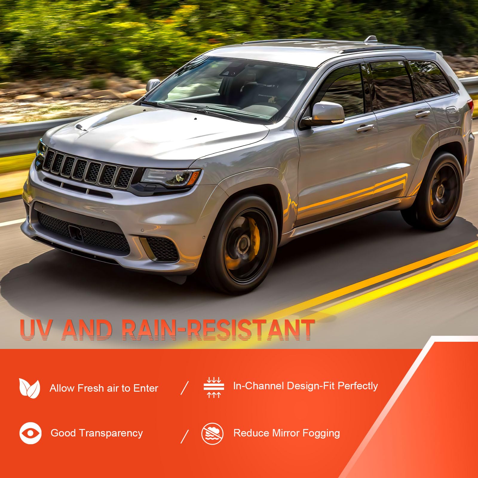 Aclong In-Channel Rain Guards Black Vent Window Visors Compatible With Jeep Grand Cherokee 2011 2012 2013 2014 2015 2016 2017 20