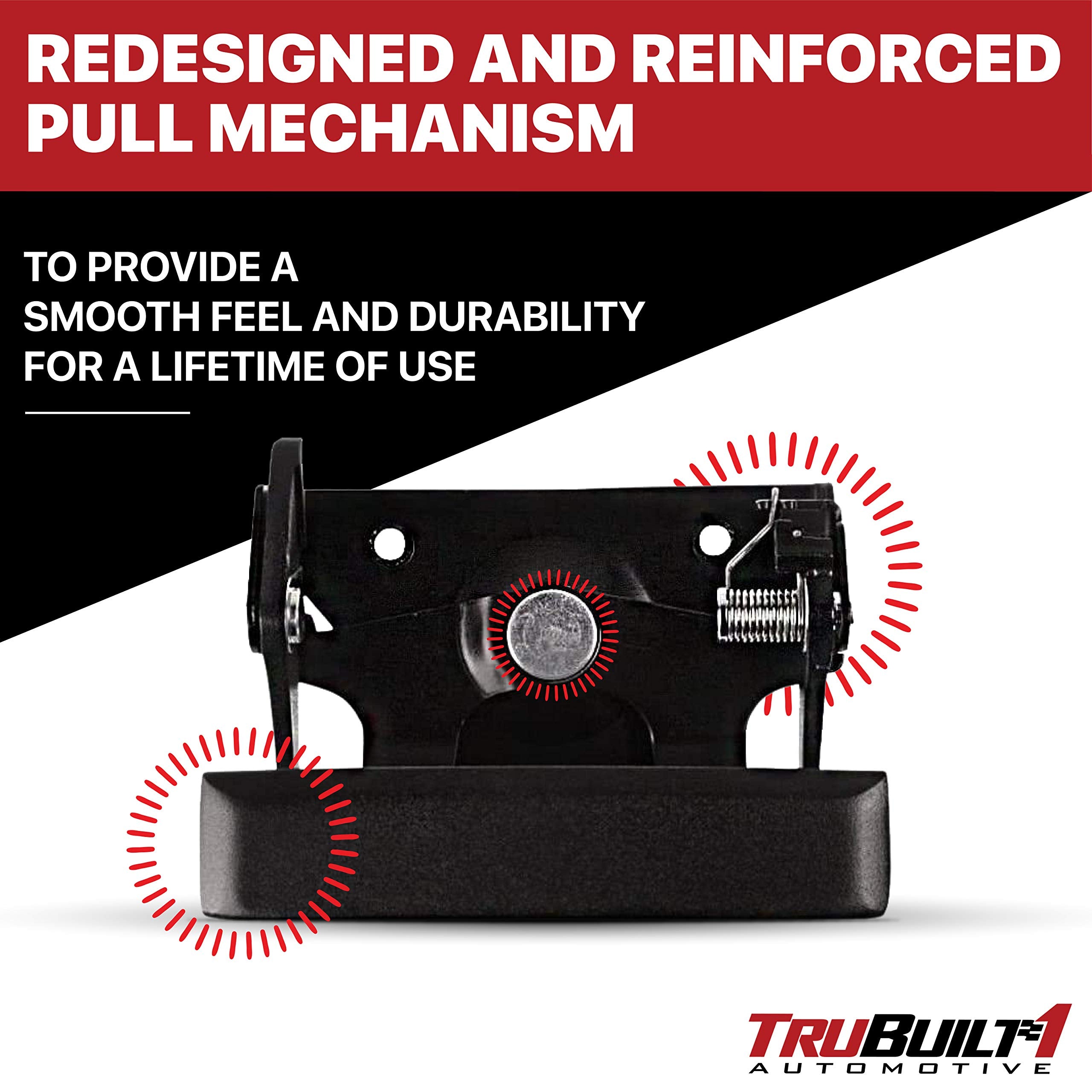 TRUBUILT1 Exterior Tailgate Handle & Bezel Set for Chevy/GMC 1988-2000, Black, Fits 1500 2500 3500 Pickup Trucks