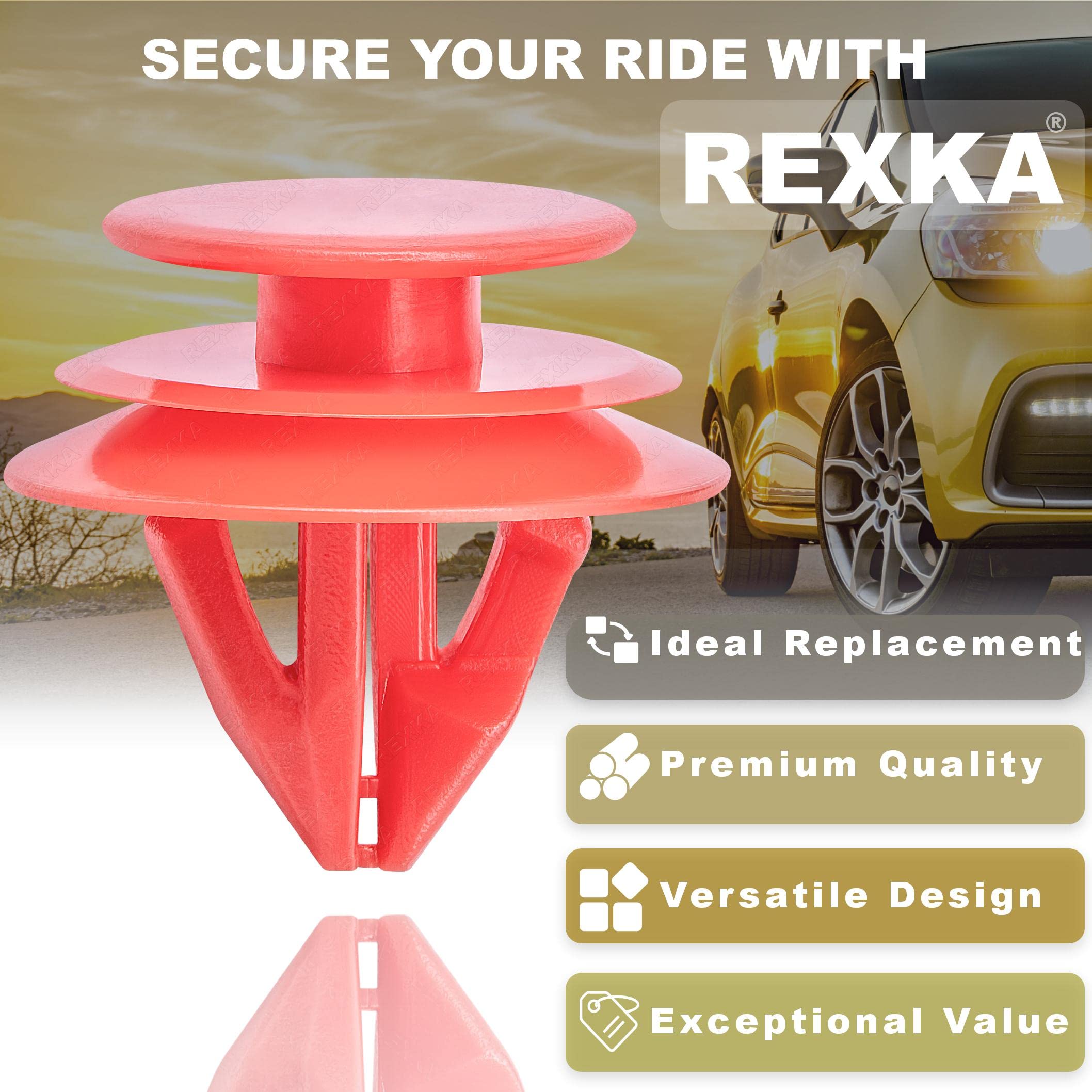 Rexka 20Pcs Upper Quarter Trim Lower Overhead Console Clip Red Nylon 90467-09240 For Toyota Lexus Tacoma Camry C-Hr Prius