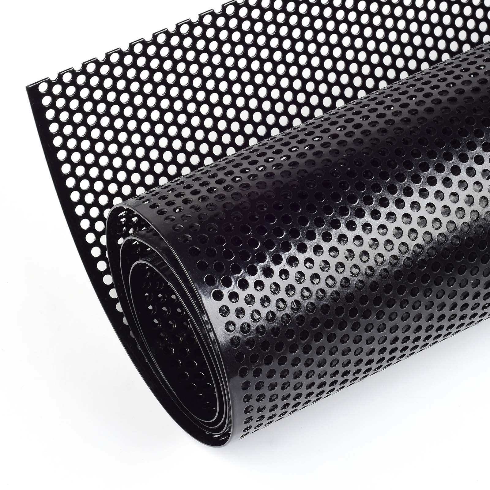 Aggauto Universal 40'X13' Car Grill Mesh - Aluminum Alloy Automotive Grille Insert Bumper Perforated Metal Sheet Round Hole 4Mm, One Of The Most Multifunctional Shape Grids 100X33Cm Black