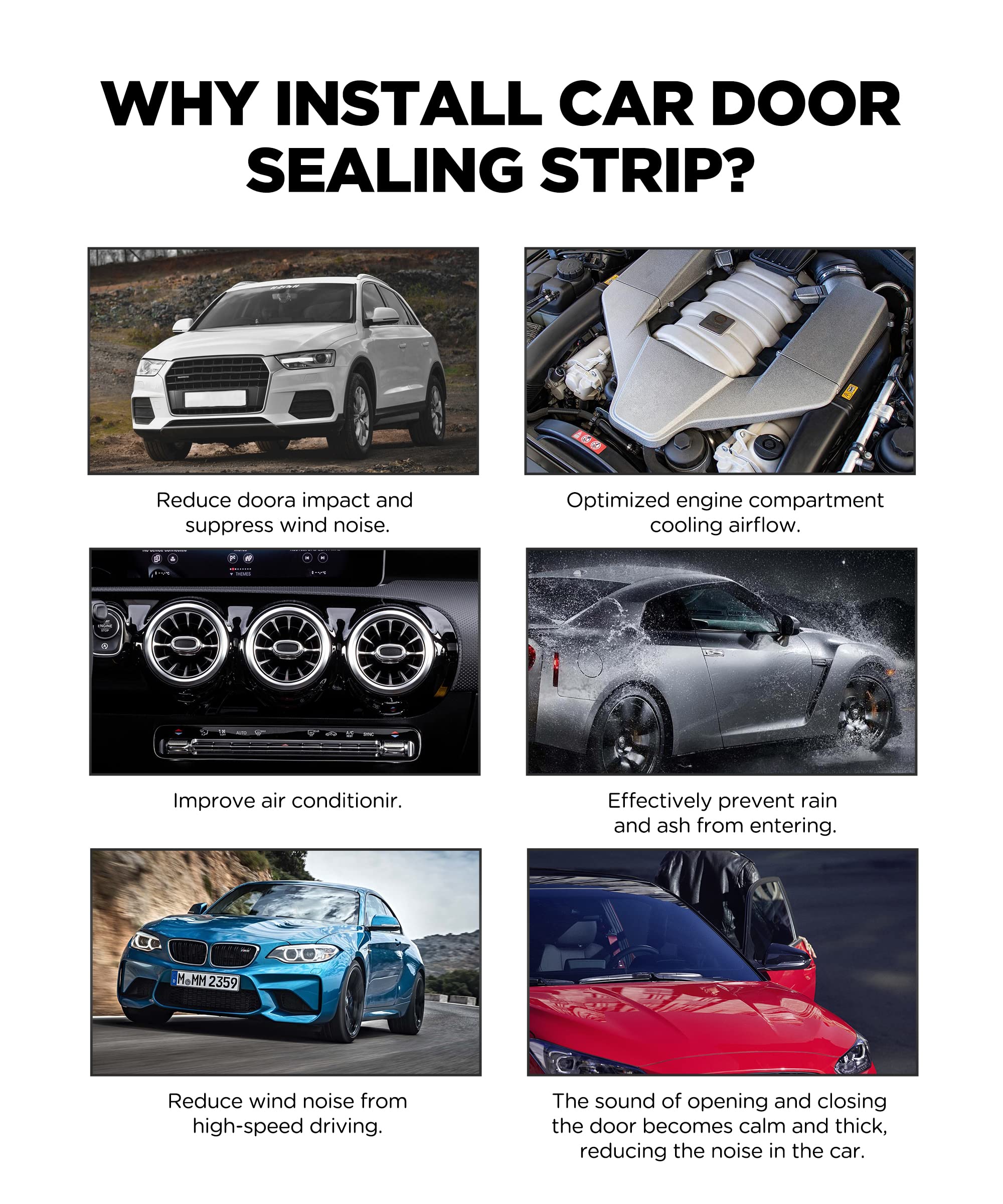 Yakefly Z-Shape Automotive Weather Seal, 13Ft Car Windshield & Door Seal, Self-Adhesive Seal Strip