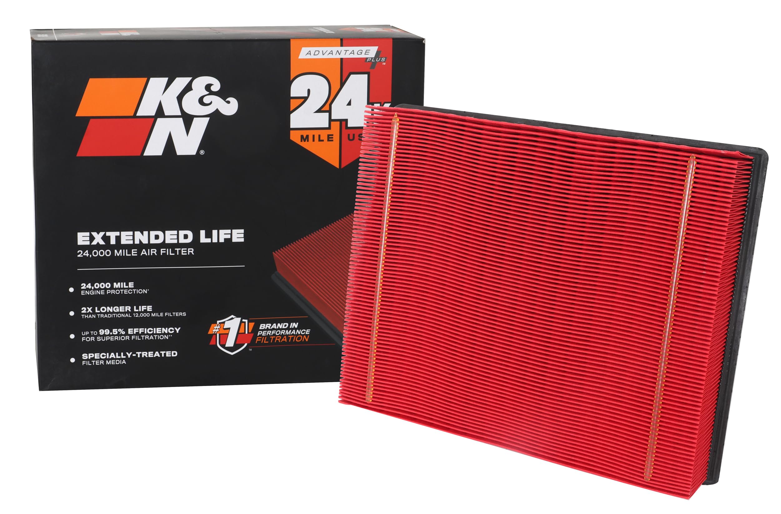 K&N Engine Air Filter: Extended Life 24,000 Mile Replacement Air Filter: Compatible With 1999-2019 Chevy/Gmc Truck/Suv V6/V8 (Si