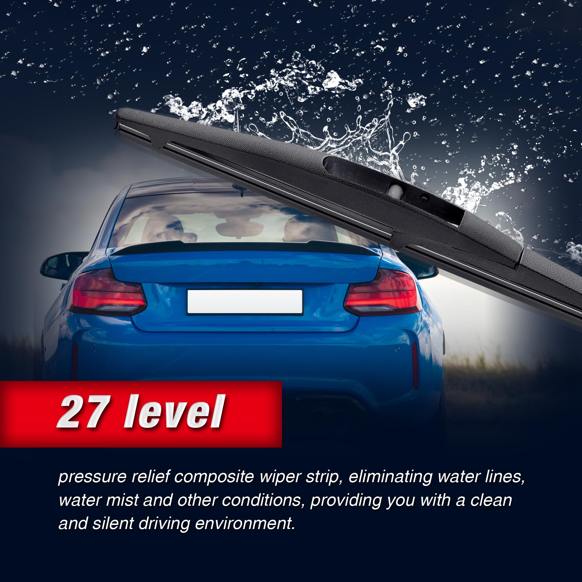 10''(10-1) Rear Wiper Blade Replacement For Ford Escape/Focus 2007-2001 Honda Cr-V 2006-2002 Jeep Compass/Patriot 2017-2007 Chev
