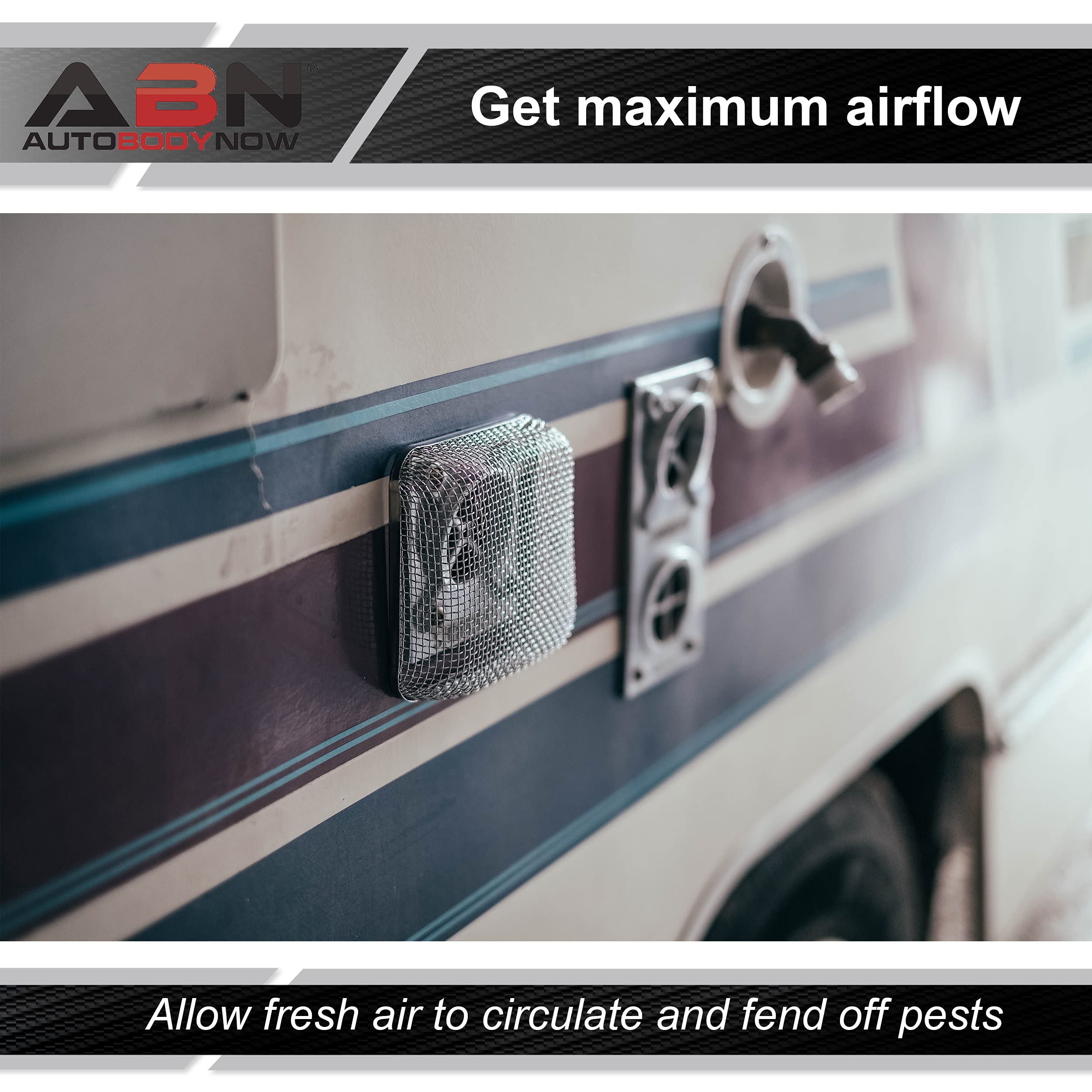 Abn Rv Furnace/Water Heater/Battery Vent Cover & Install Tool, 4.5 X 4.5 X 1.3In Camper Trailer Bug Insect Screen