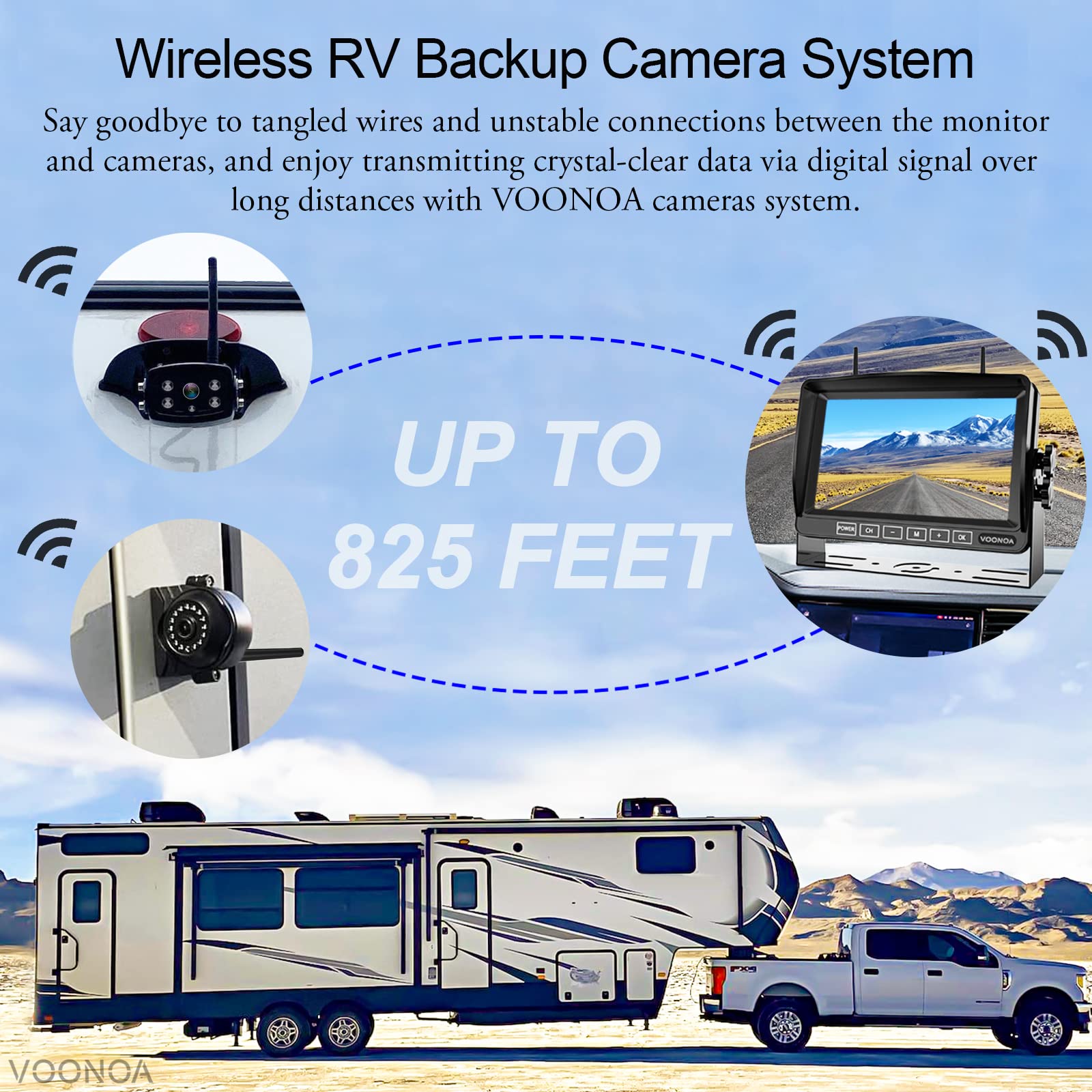 1080P Wireless Rv Camera System, Ip69 Waterproof Night Vision Backup Camera Side Rear View Camera With 7 Inch Hd Monitor For Rv