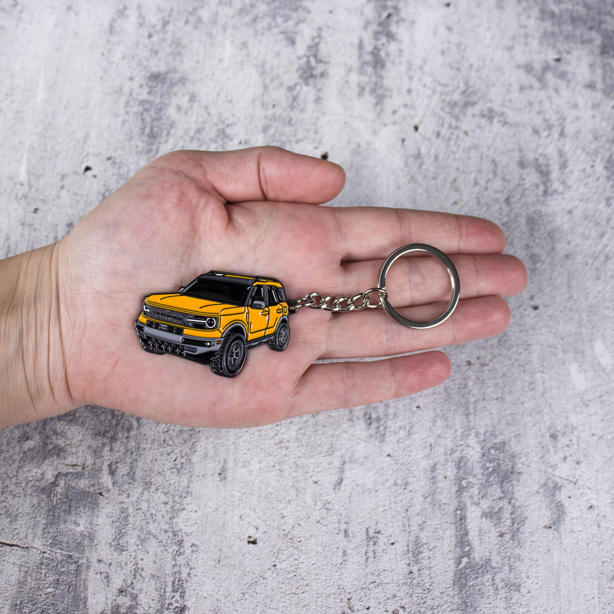 Four Wheel Beast Bronco Sport Keychain Compatible With Ford Bronco Accessories 2023 2024 4 Door Key Chain Fob (Cyber Orange)