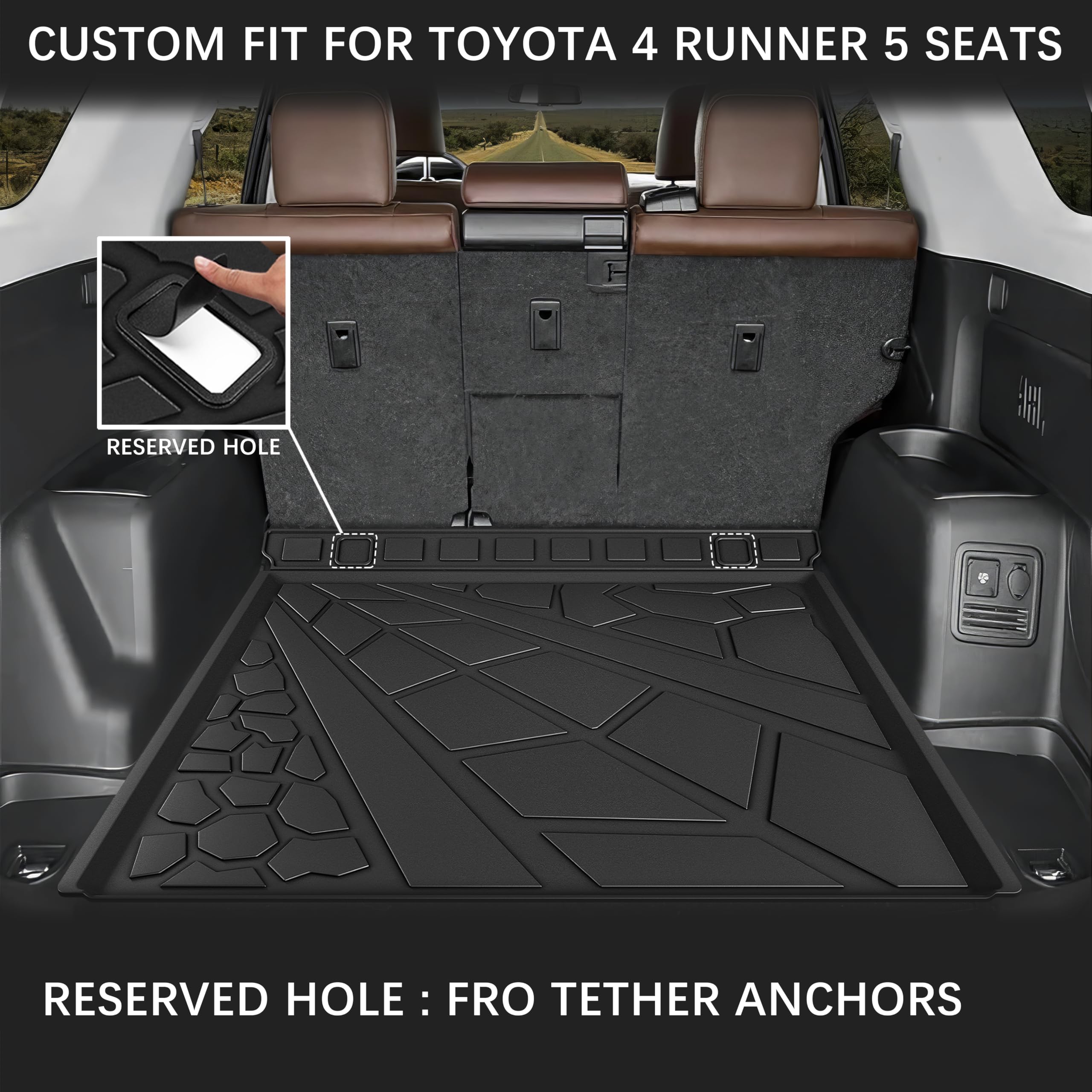Karpal Floor Mats & Cargo Liner For 2013-2024 Toyota 4Runner (Not For 2025) (Only Fit 5 Seats Without Sliding Cargo Tray), All W