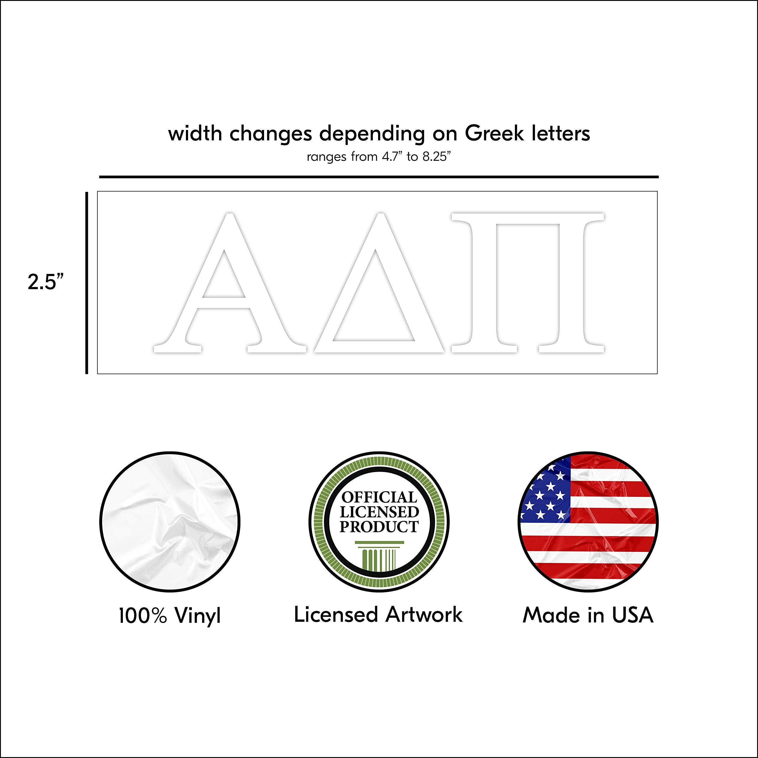 Pro-Graphx Alpha Delta Pi Greek Sorority Sticker Decal, 2.5 Inches Tall, White