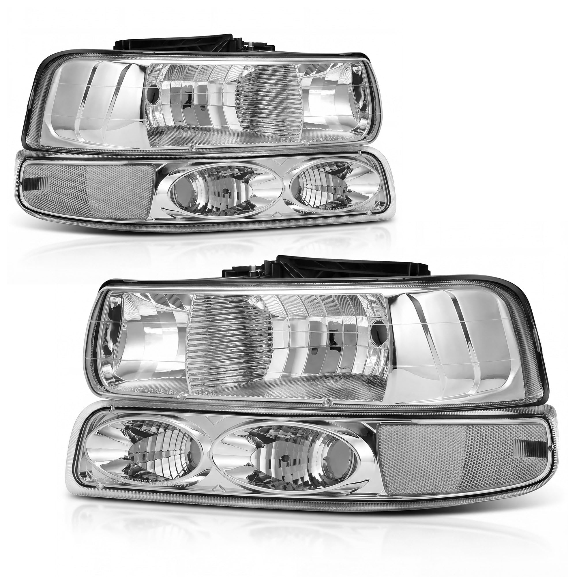 AUTOSAVER88 Headlight Assembly Compatible with 1999 2000 2001 2002 Chevy Silverado 1500 2500/1500HD 2500HD 3500/2000-2006 Tahoe/