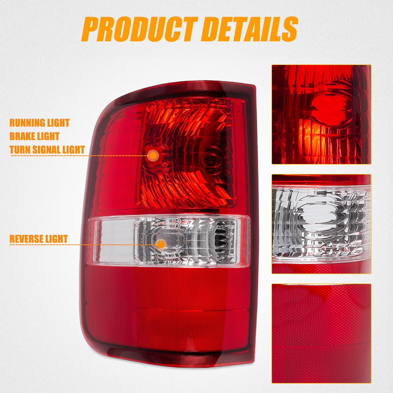 Tail Light Assembly Compatible with 2004 2005 2006 2007 2008 Ford F150 F-150 Replace FO2800182, FO2801182, 5L3Z-13405-CA, 5L3Z-1