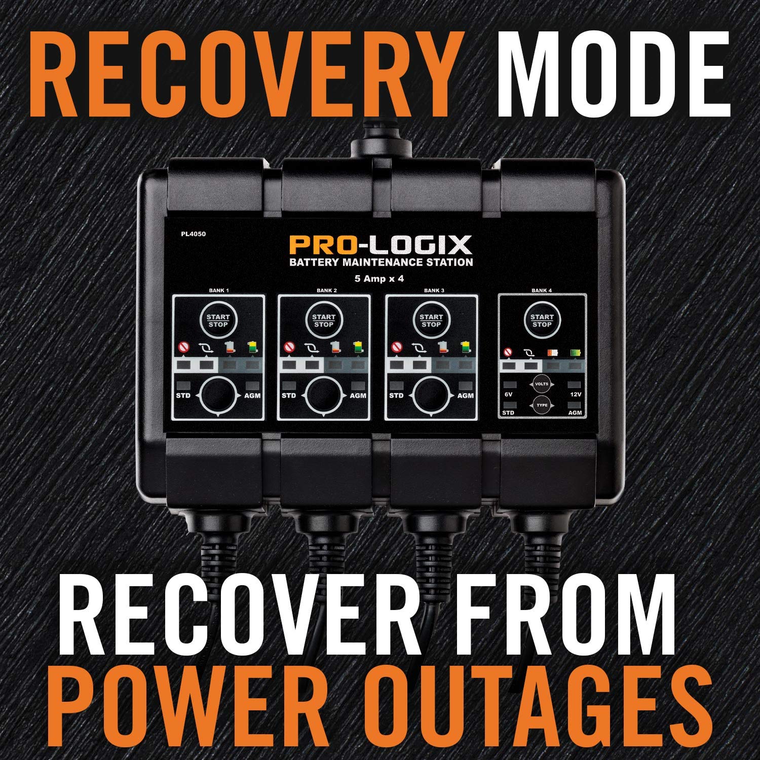 Clore Automotive Pl4050, Pro-Logix 4-Bank, 20-Amp (5-Amp Per Bank) Fully-Automatic Smart Charger, 6V And 12V Battery Charger, Ba