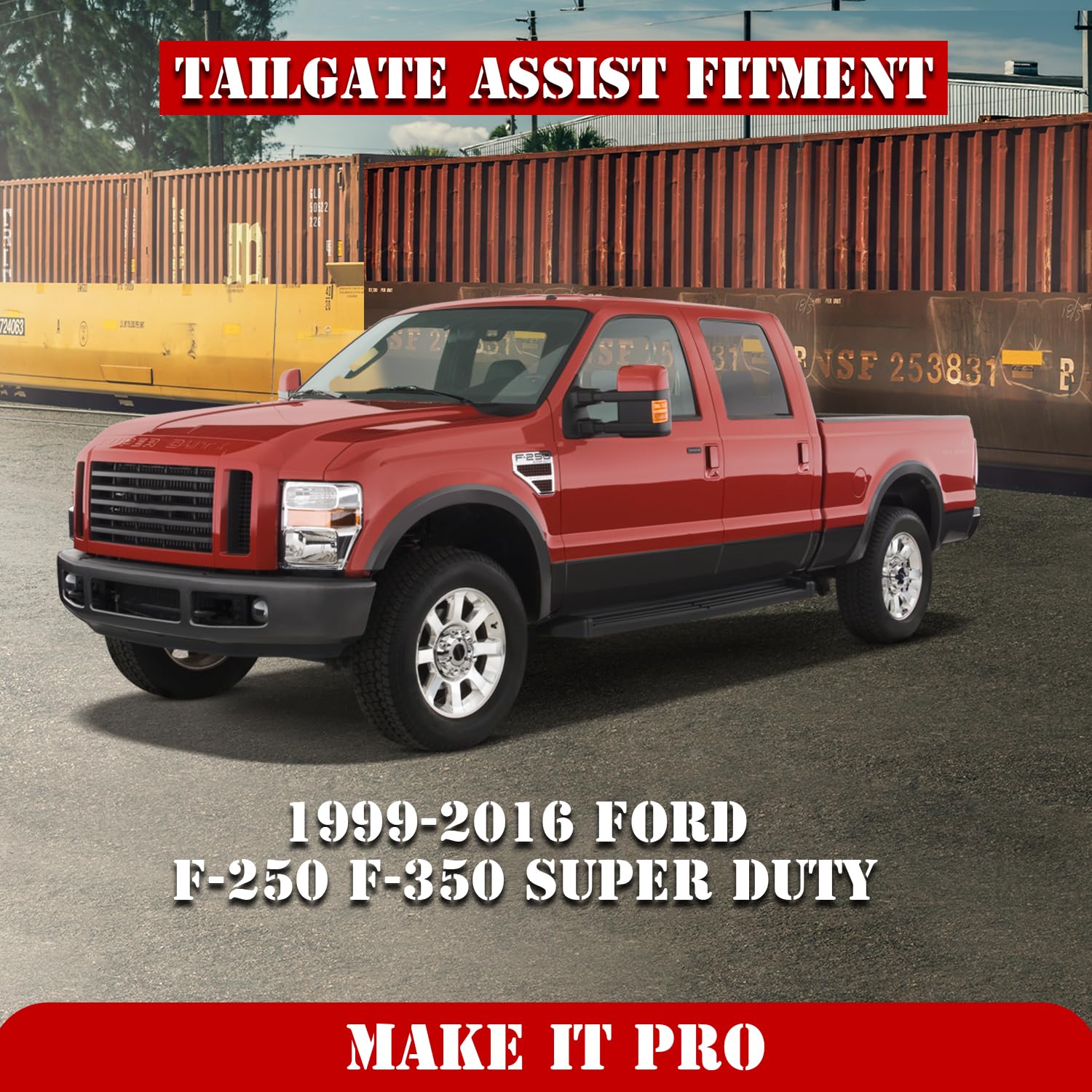 Kitspro Truck Tailgate Assist Accessories For Ford F-250 F-350 Super Duty, Pack Of 1 (1999-2016, Classic Rod)