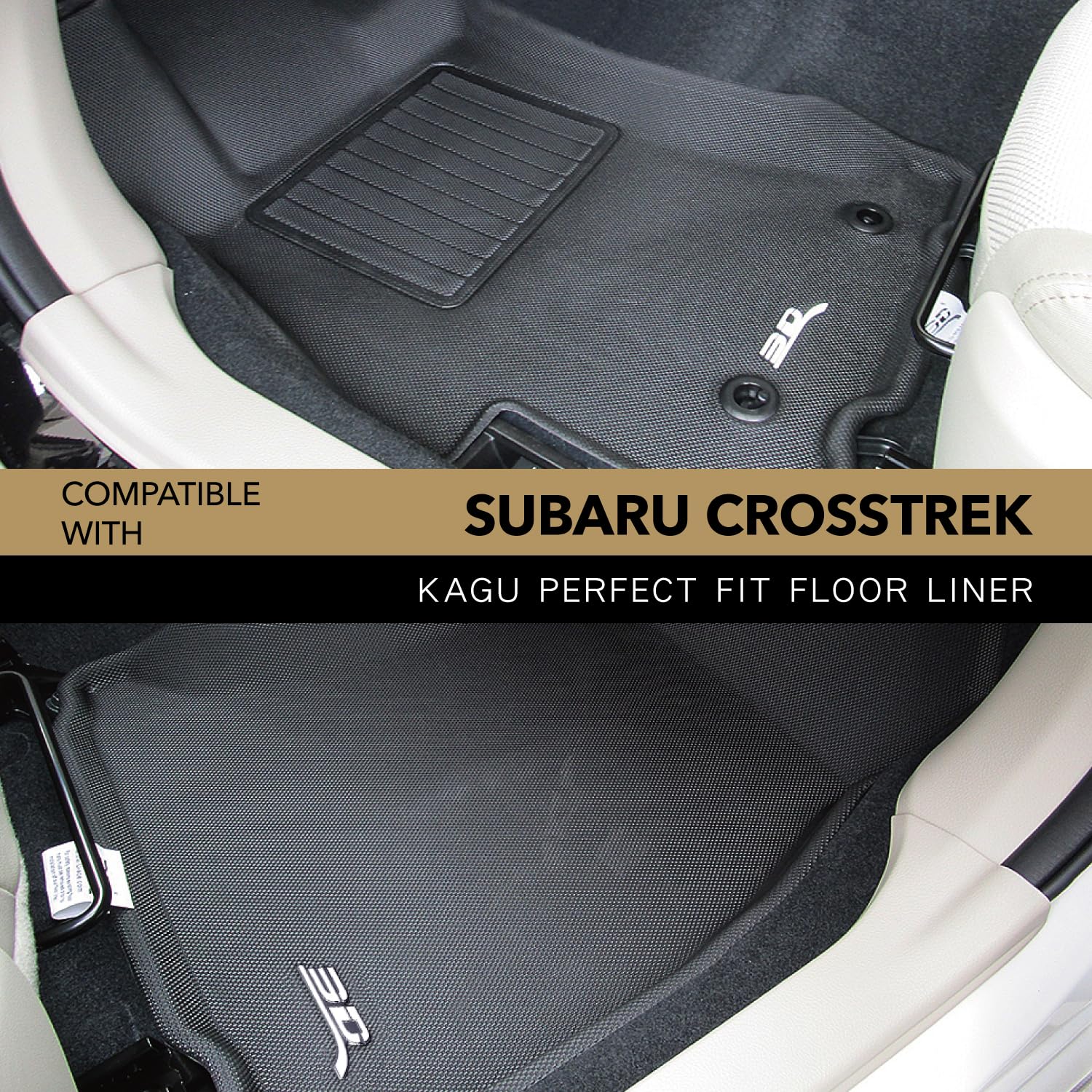 3D Maxpider Custom Fit Kagu Floor Mat (Black) Compatible With Subaru Impreza 2012-2016 / Xv Crosstrek 2013-2017/ Wrx 2015-2021/ Wrx Sti 2015-2021 - R1