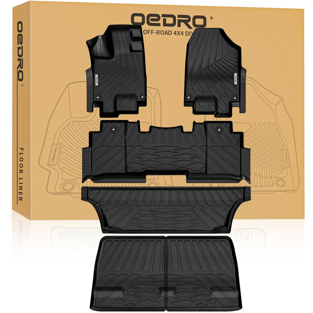 Oedro Upgraded Floor Mats Fit For 2018-2024 2025 Honda Odyssey, All Weather Car Mats Tpe Floor Liner For Odyssey Accessories,1St