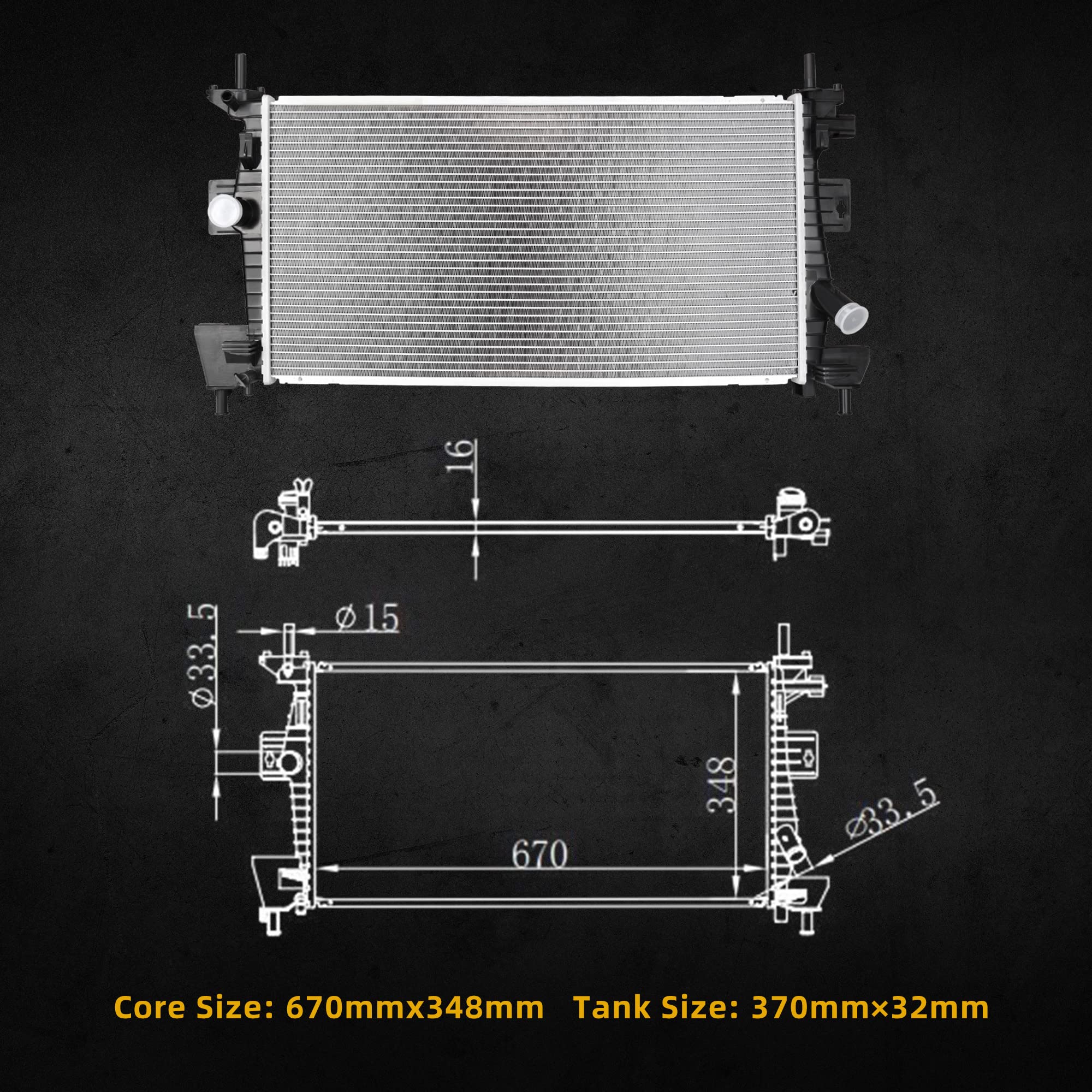 Dwvo Radiator Complete Radiator Compatible With 2012-2018 Ford Focus S Se Sel Titanium Trend Electric L4 2.0L Dwrd1075