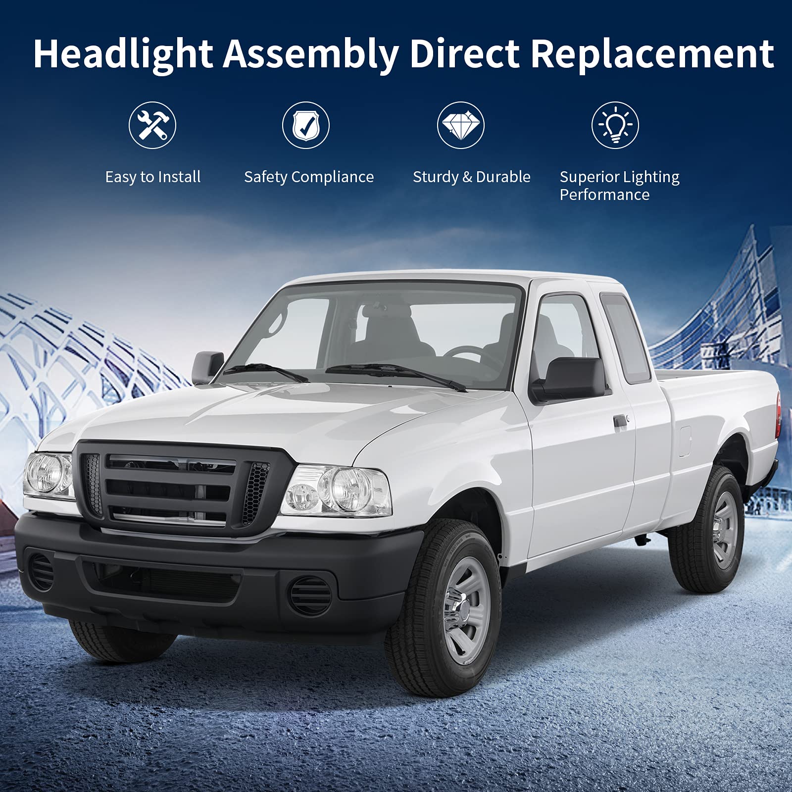 Autosaver88 Headlight Assembly Compatible With 2004 2005 2006 2007 2008 Ford F-150 Chrome Housing Clear Reflector Clear Lens Pas