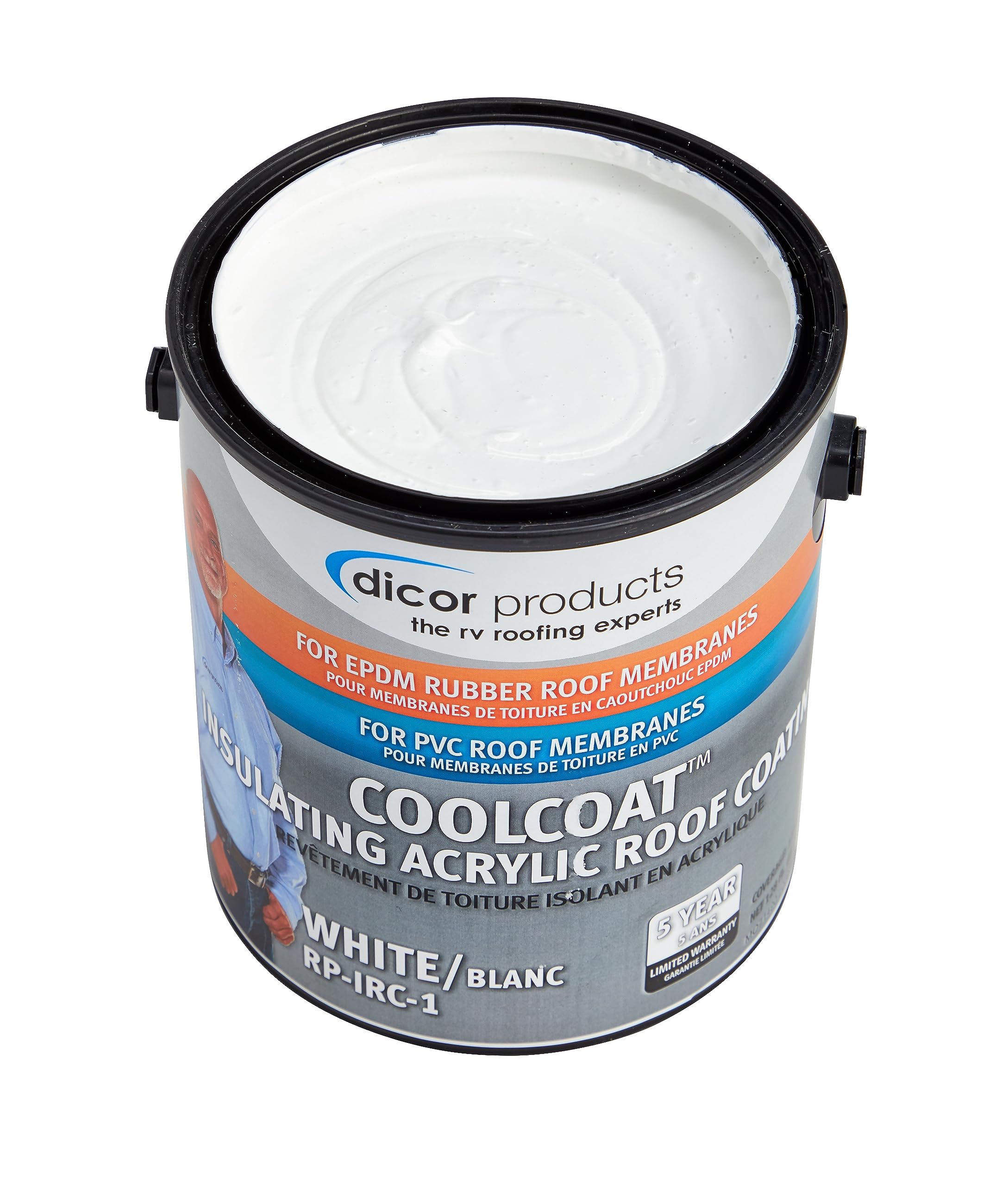 Dicor Rp-Irc-1 Coolcoat Roof Coating - White, High-Performance Formula, 1 Gallon