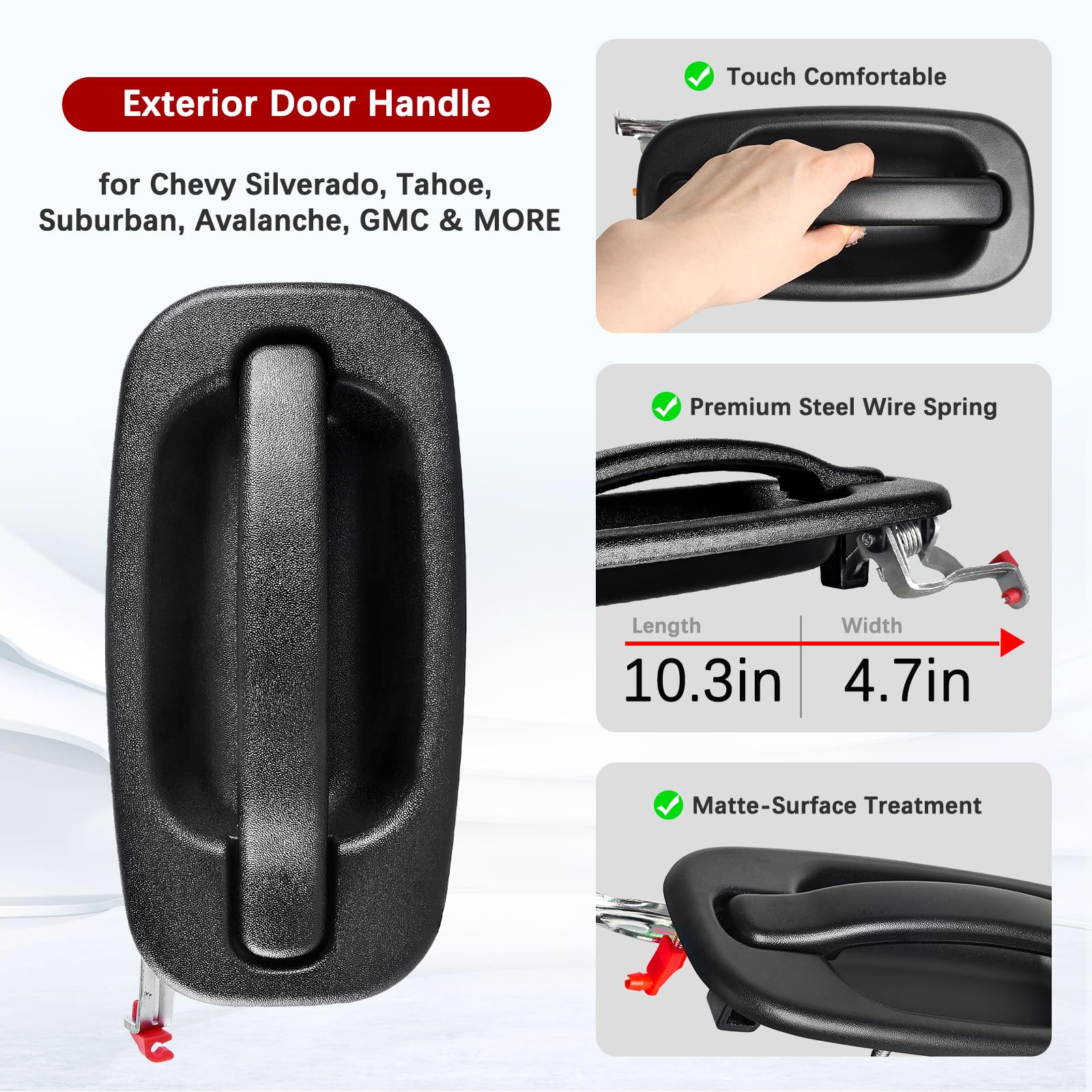 Faersi Exterior Door Handle Rear Right Passenger Side Replacements For 1999-2007 Chevy Silverado 1500 2500 Hd, Tahoe, Suburban, Avalanche, Gmc Sierra, Yukon Denali, Cadillac Escalade 15721572 80578